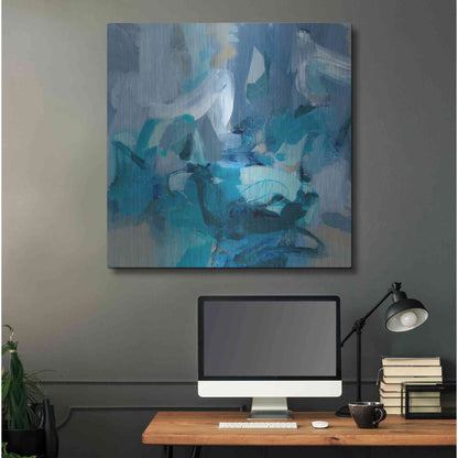 Luxe Metal Art 'Abstract Blues II' by Christina Long, Metal Wall Art,36x36