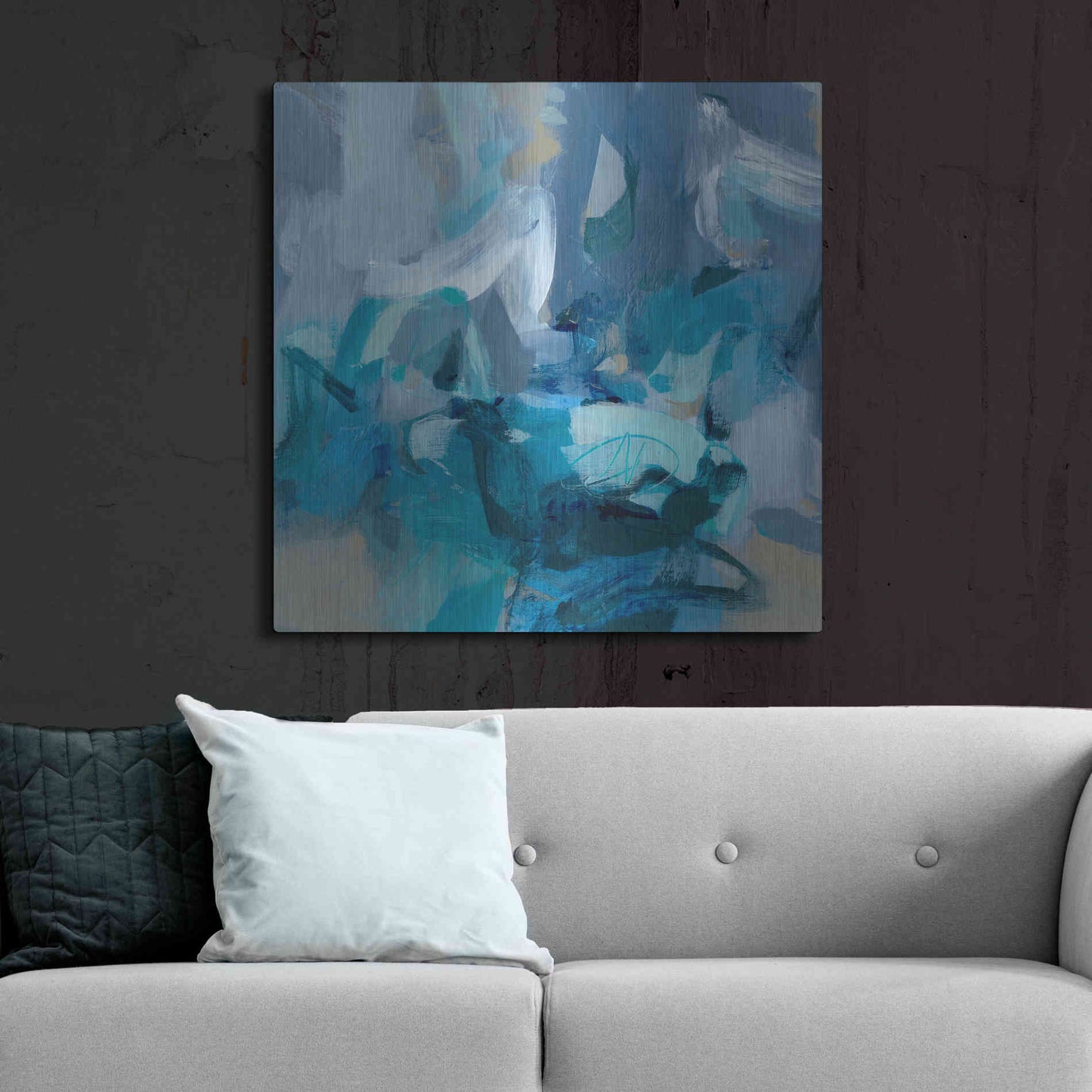 Luxe Metal Art 'Abstract Blues II' by Christina Long, Metal Wall Art,36x36