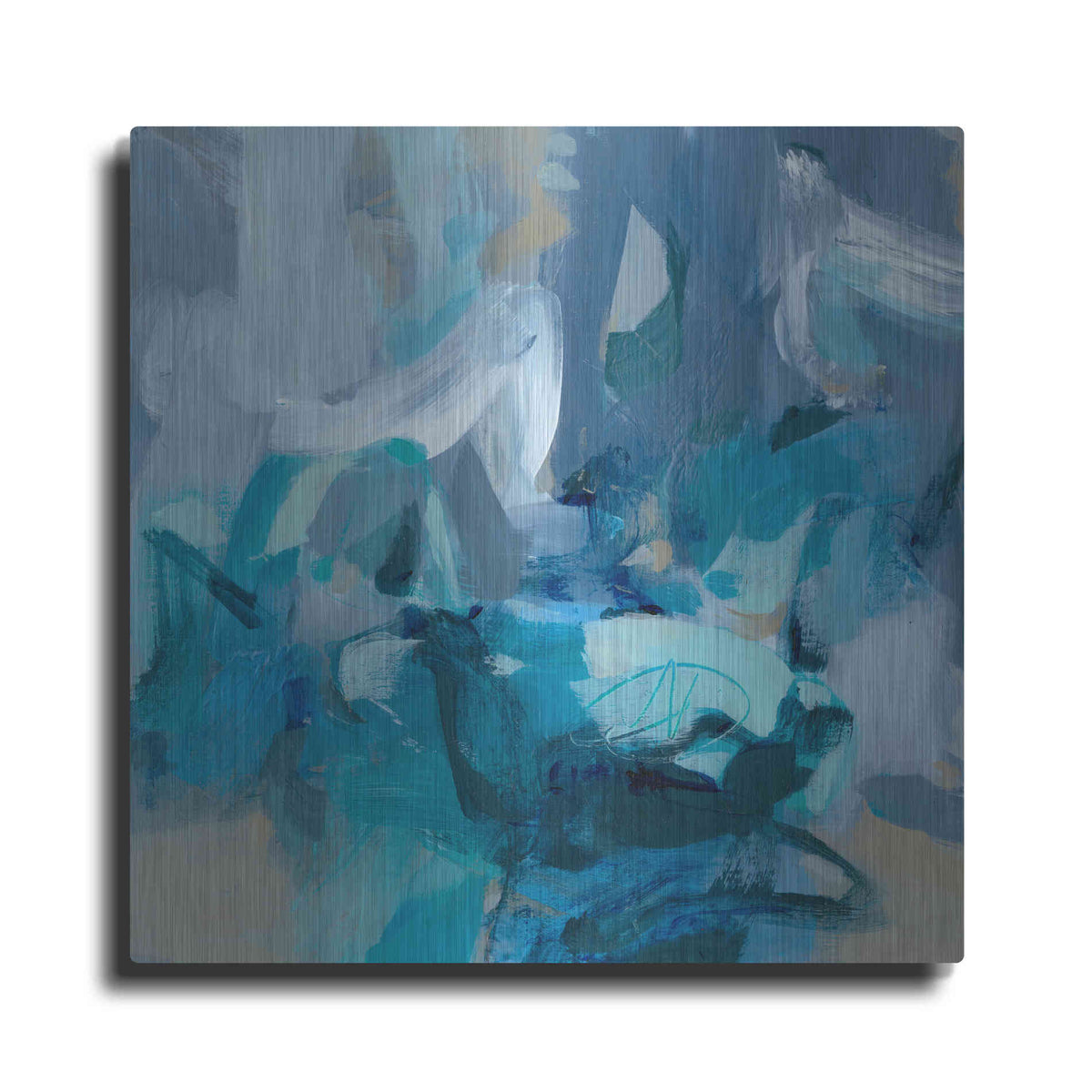 Luxe Metal Art 'Abstract Blues II' by Christina Long, Metal Wall Art
