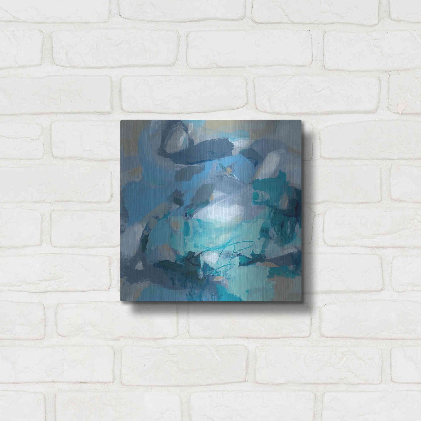 Luxe Metal Art 'Abstract Blues I' by Christina Long, Metal Wall Art,12x12