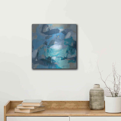 Luxe Metal Art 'Abstract Blues I' by Christina Long, Metal Wall Art,12x12