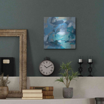 Luxe Metal Art 'Abstract Blues I' by Christina Long, Metal Wall Art,12x12