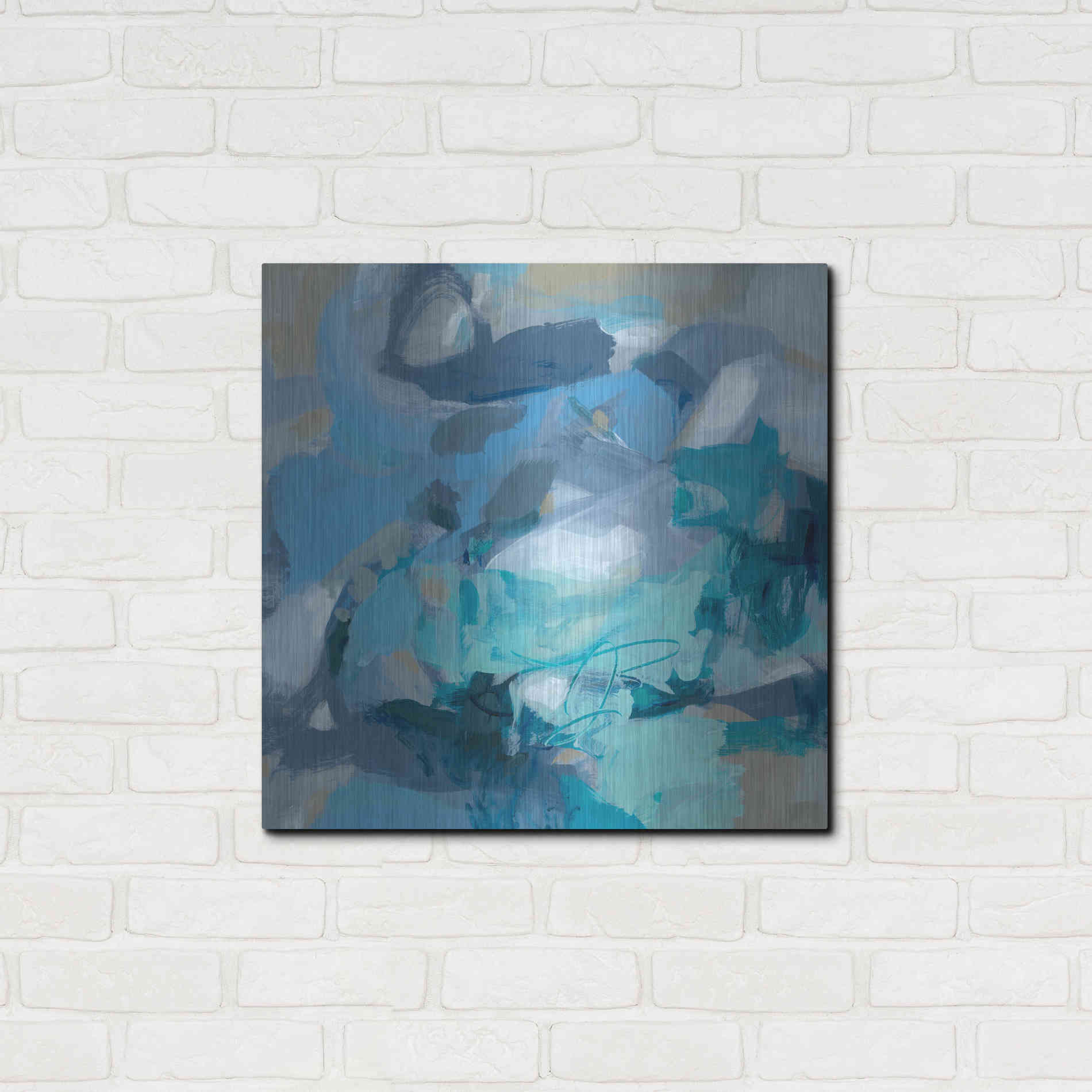 Luxe Metal Art 'Abstract Blues I' by Christina Long, Metal Wall Art,24x24
