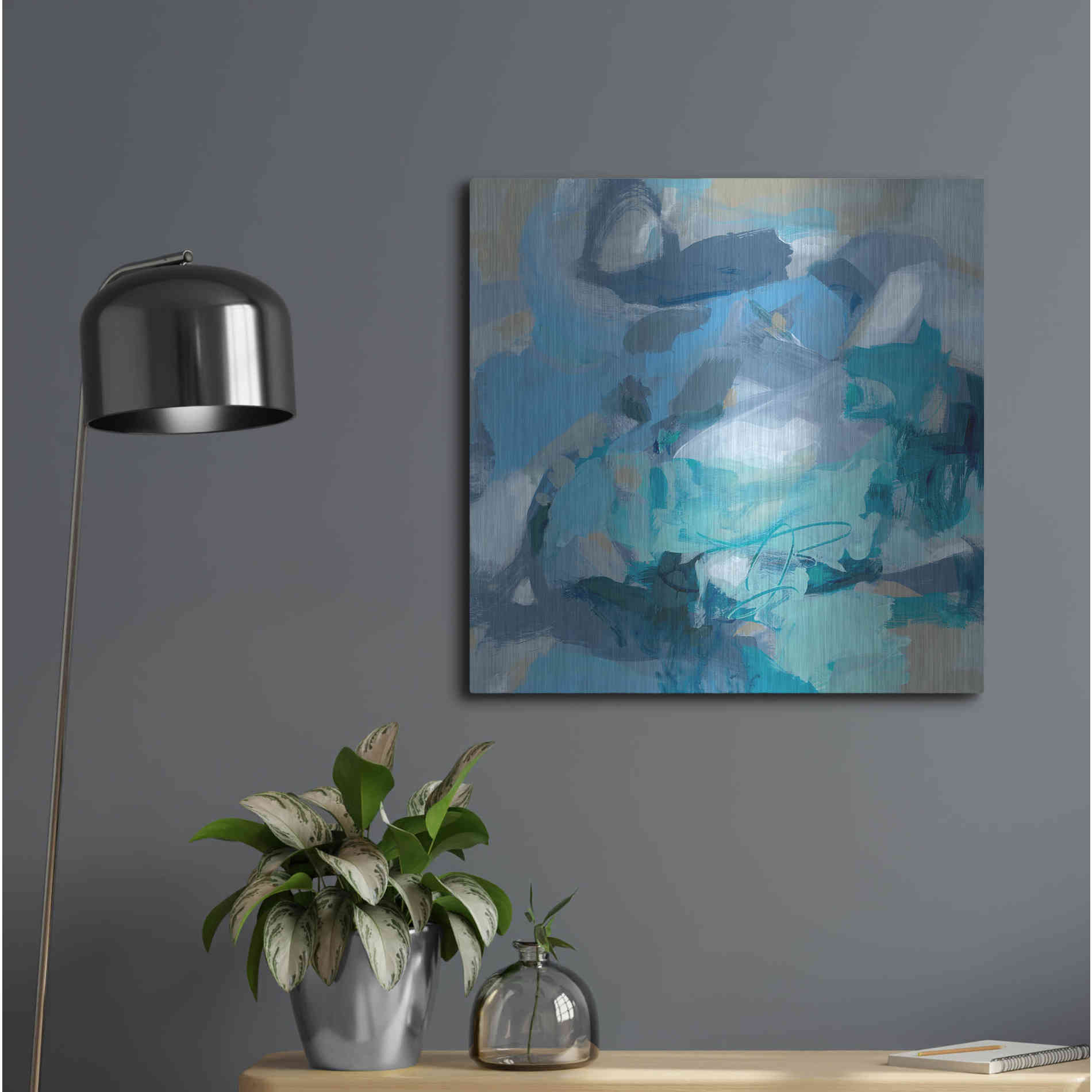 Luxe Metal Art 'Abstract Blues I' by Christina Long, Metal Wall Art,24x24