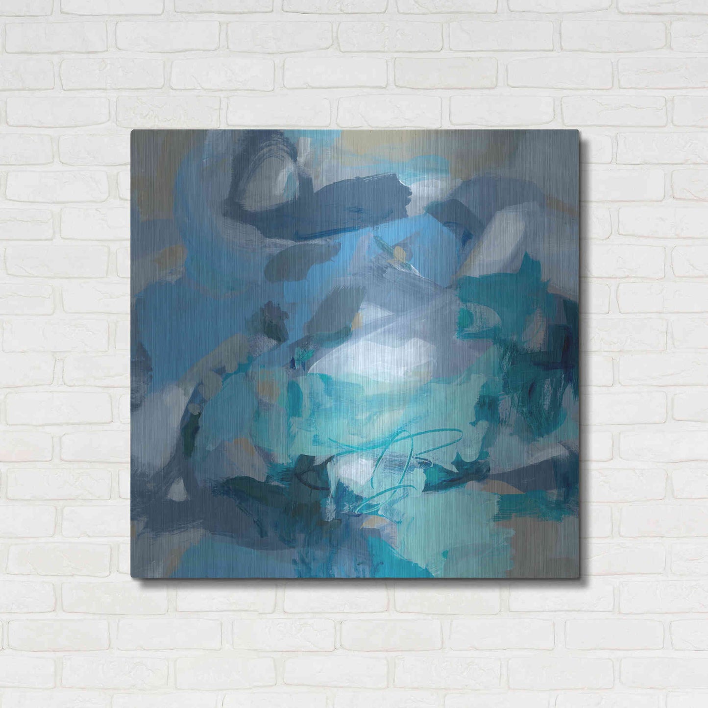 Luxe Metal Art 'Abstract Blues I' by Christina Long, Metal Wall Art,36x36