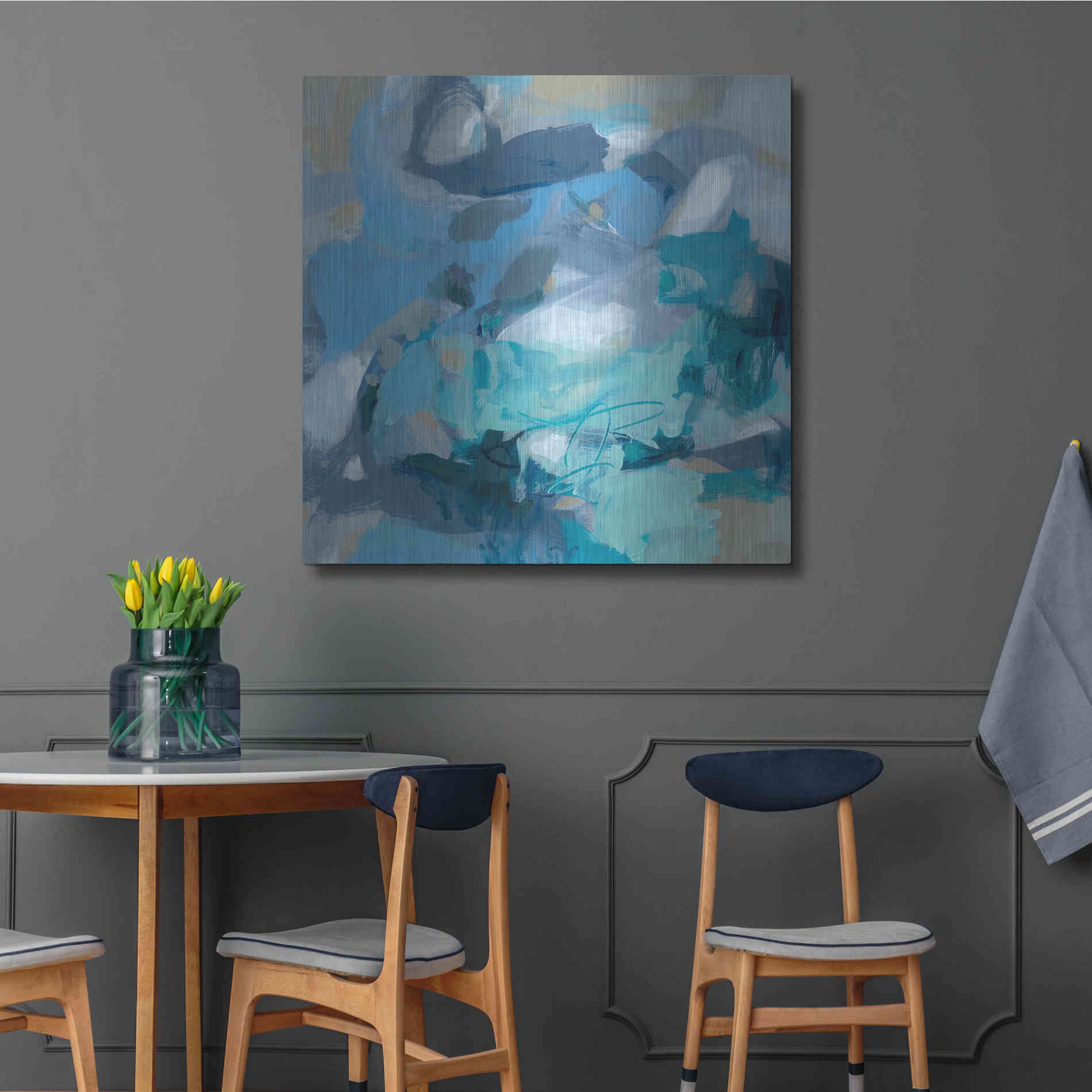 Luxe Metal Art 'Abstract Blues I' by Christina Long, Metal Wall Art,36x36