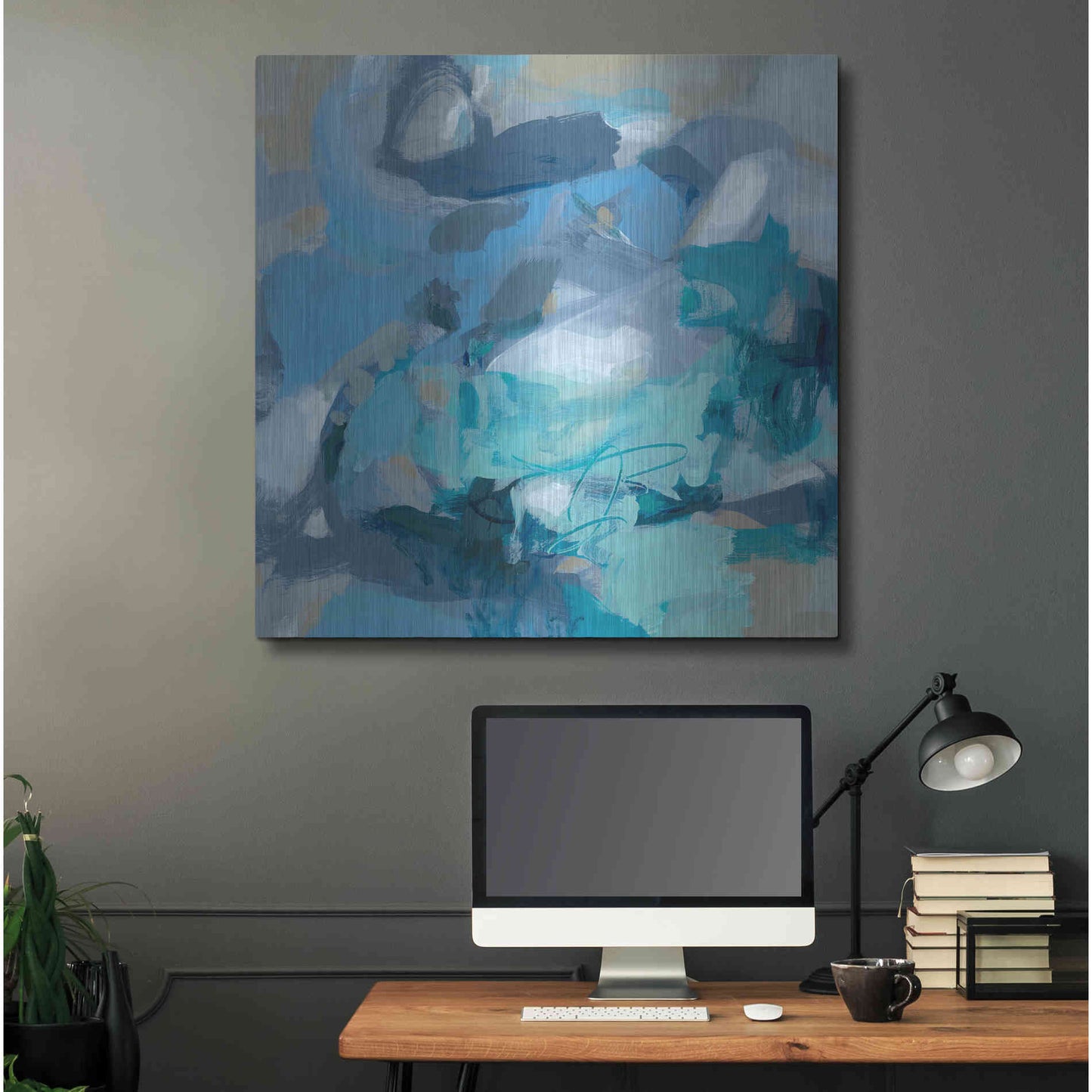 Luxe Metal Art 'Abstract Blues I' by Christina Long, Metal Wall Art,36x36