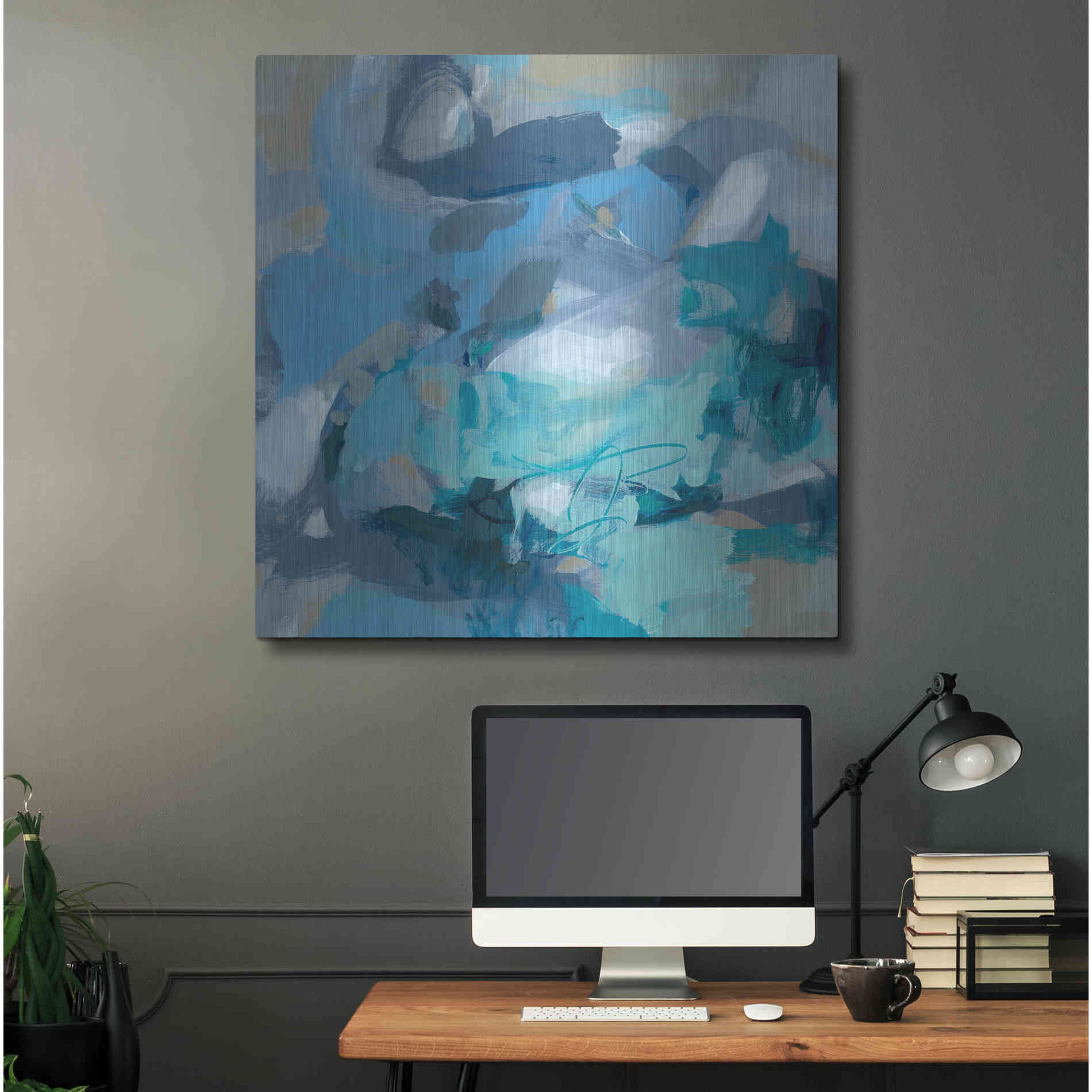 Luxe Metal Art 'Abstract Blues I' by Christina Long, Metal Wall Art,36x36
