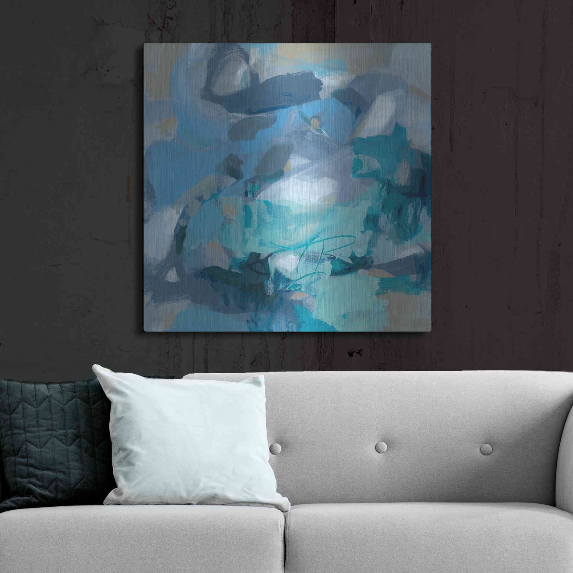 Luxe Metal Art 'Abstract Blues I' by Christina Long, Metal Wall Art,36x36
