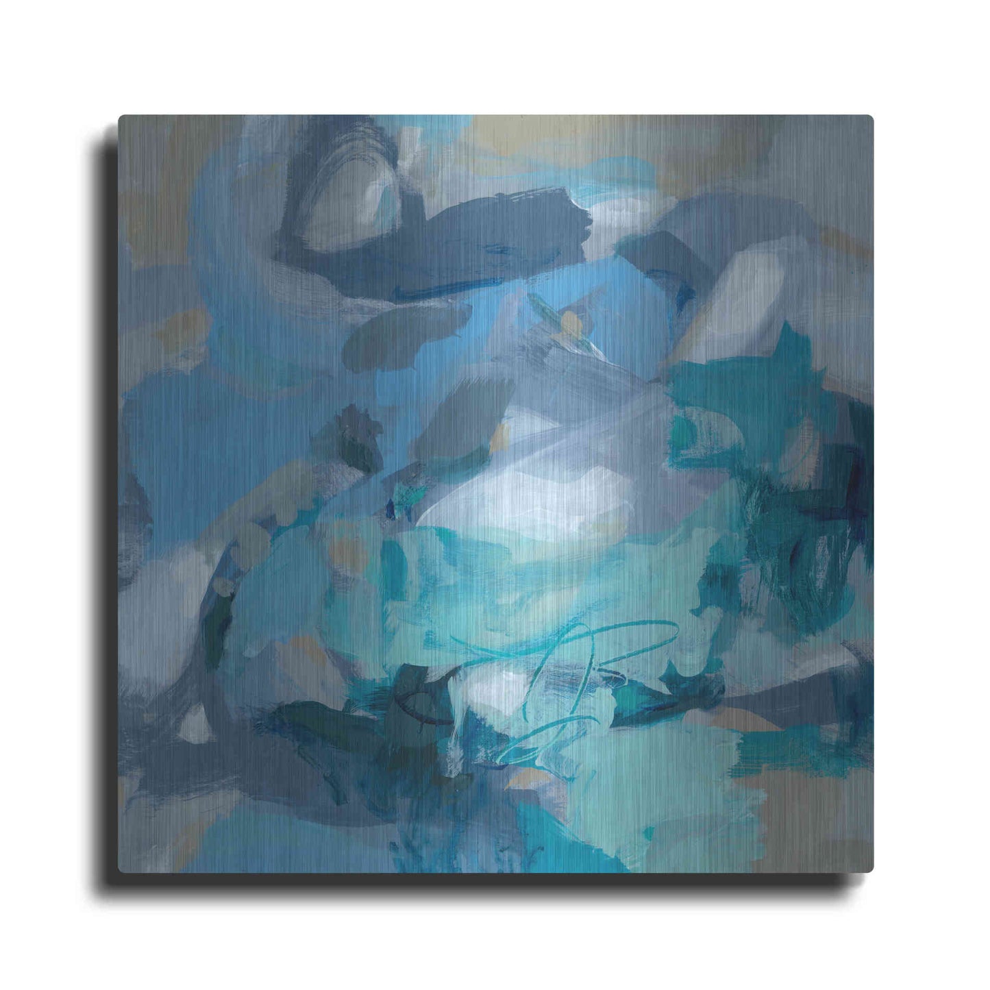 Luxe Metal Art 'Abstract Blues I' by Christina Long, Metal Wall Art