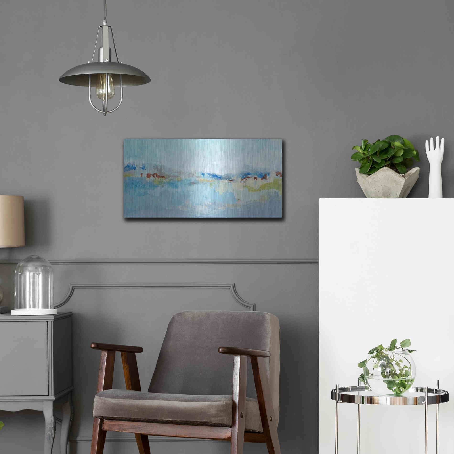 Luxe Metal Art 'Sea Breeze Landscape I' by Christina Long, Metal Wall Art,24x12