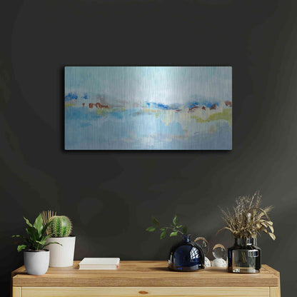 Luxe Metal Art 'Sea Breeze Landscape I' by Christina Long, Metal Wall Art,24x12