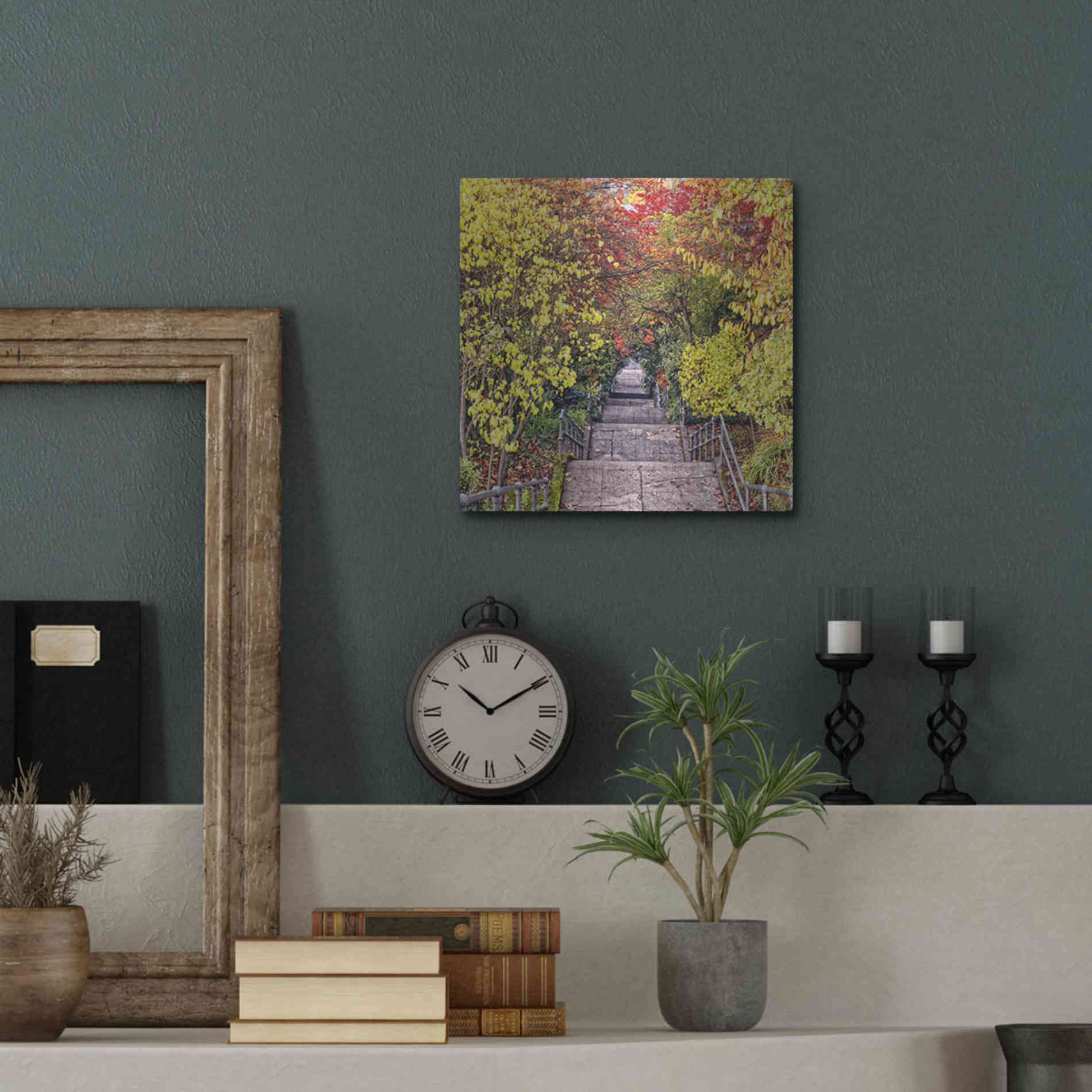 Luxe Metal Art 'Autumn Tunnel' by Colby Chester, Metal Wall Art,12x12