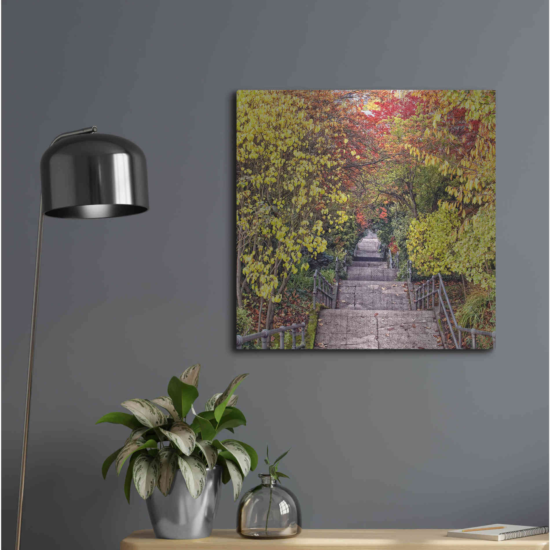 Luxe Metal Art 'Autumn Tunnel' by Colby Chester, Metal Wall Art,24x24