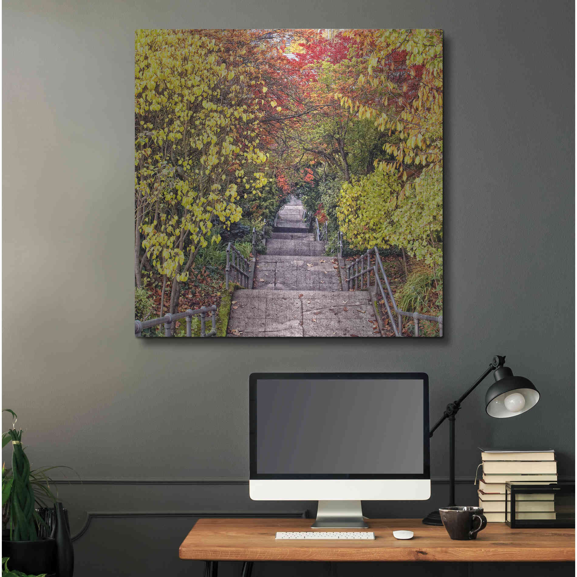 Luxe Metal Art 'Autumn Tunnel' by Colby Chester, Metal Wall Art,36x36