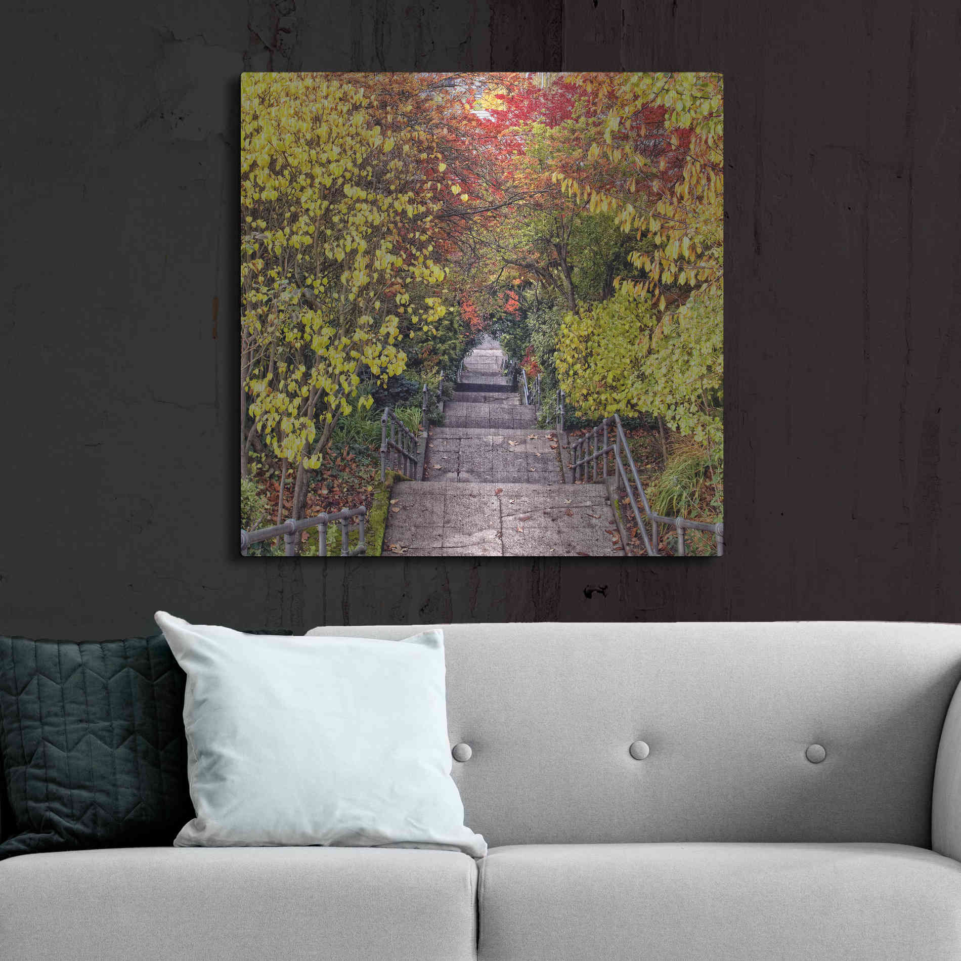 Luxe Metal Art 'Autumn Tunnel' by Colby Chester, Metal Wall Art,36x36