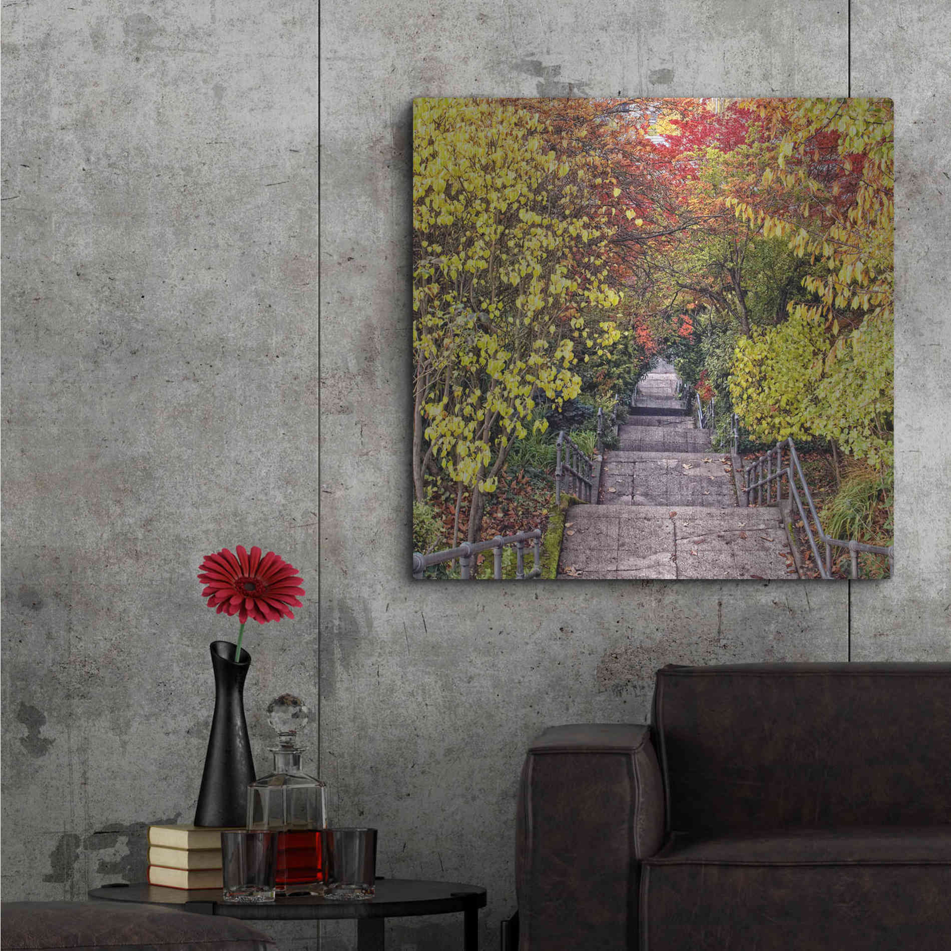 Luxe Metal Art 'Autumn Tunnel' by Colby Chester, Metal Wall Art,36x36