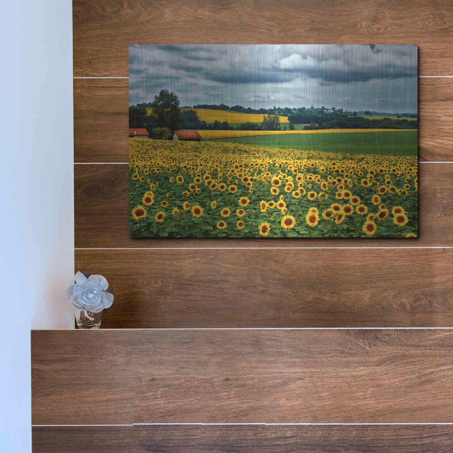 Luxe Metal Art 'Pastoral Countryside IV' by Colby Chester, Metal Wall Art,16x12