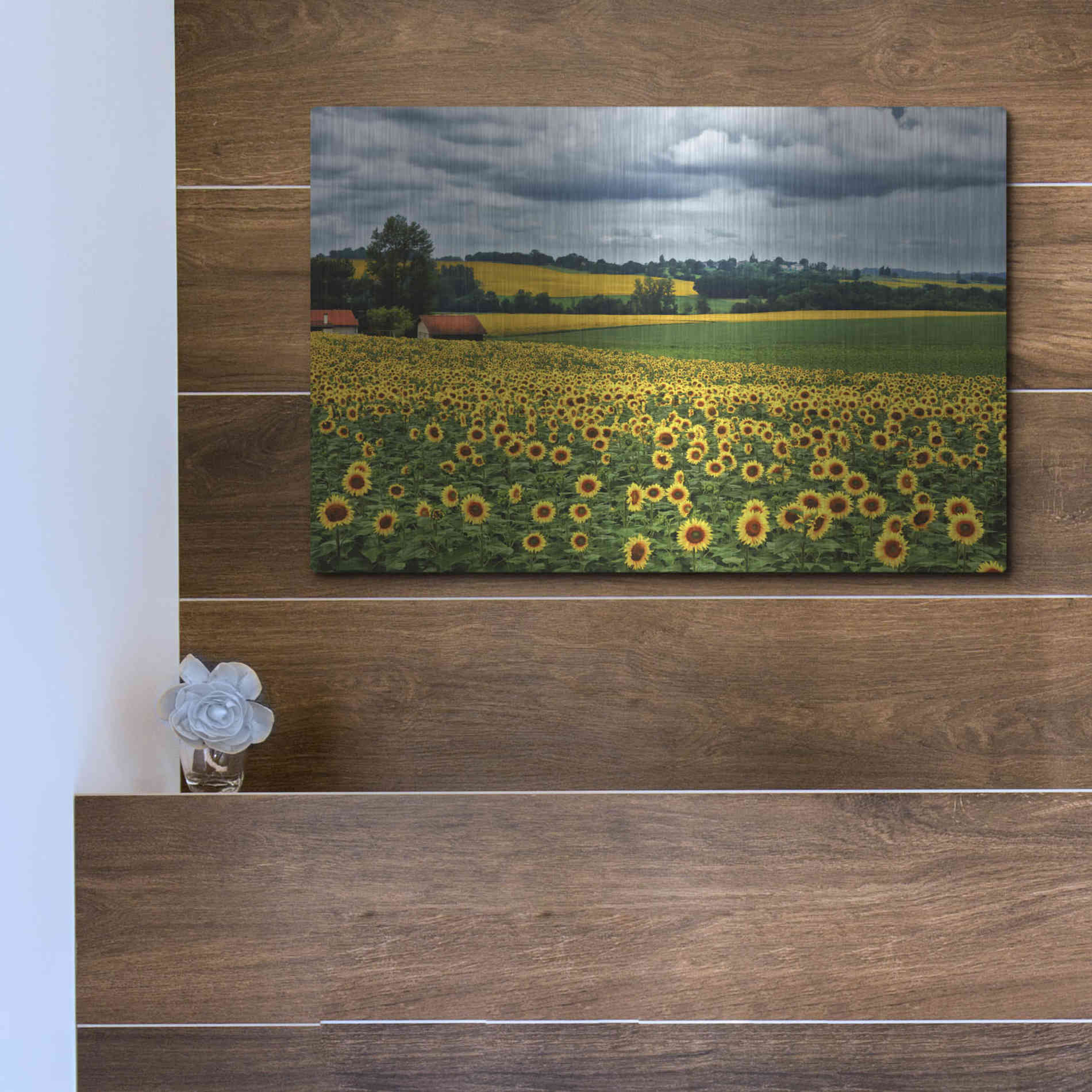 Luxe Metal Art 'Pastoral Countryside IV' by Colby Chester, Metal Wall Art,16x12