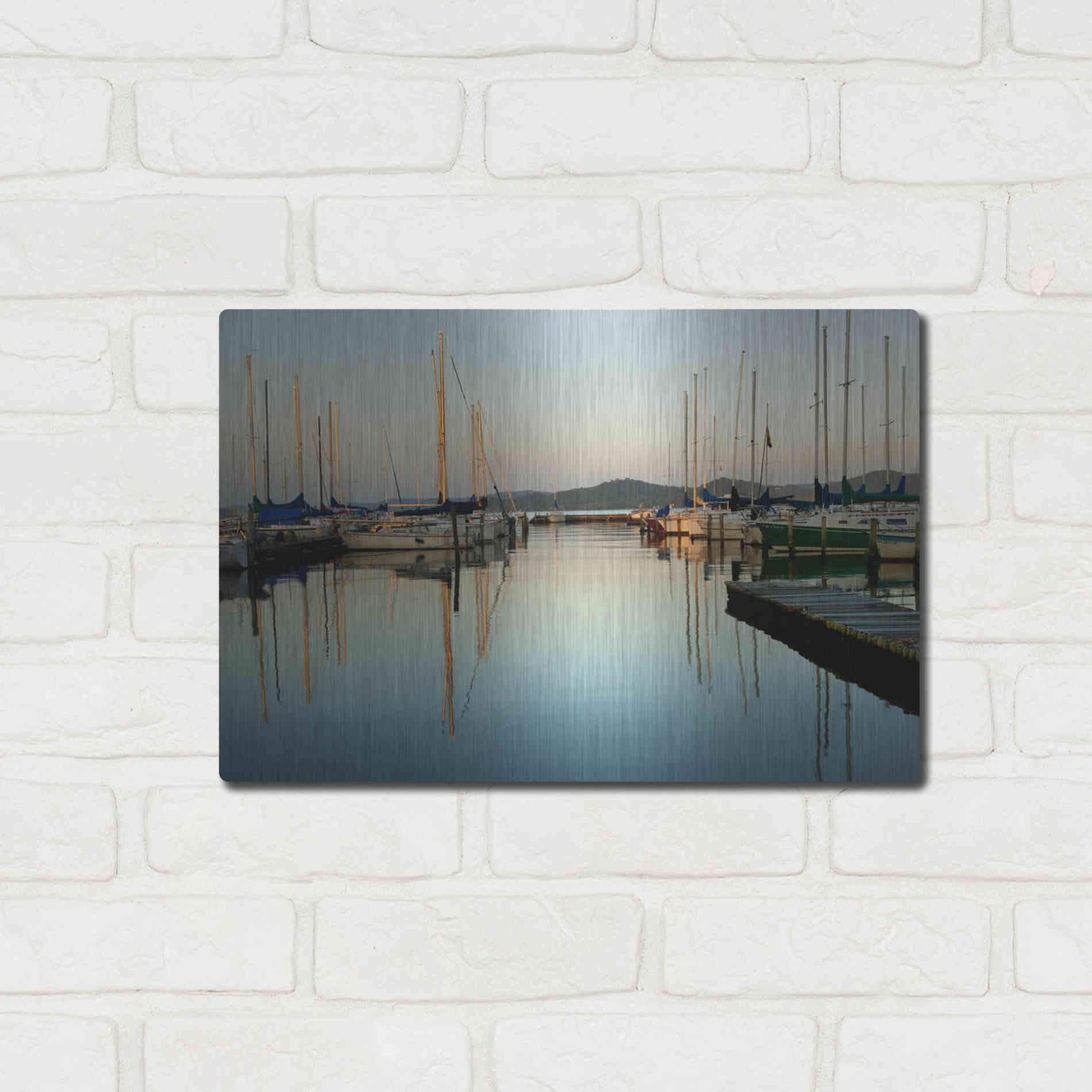 Luxe Metal Art 'Marina Sundown II' by Danny Head, Metal Wall Art,16x12