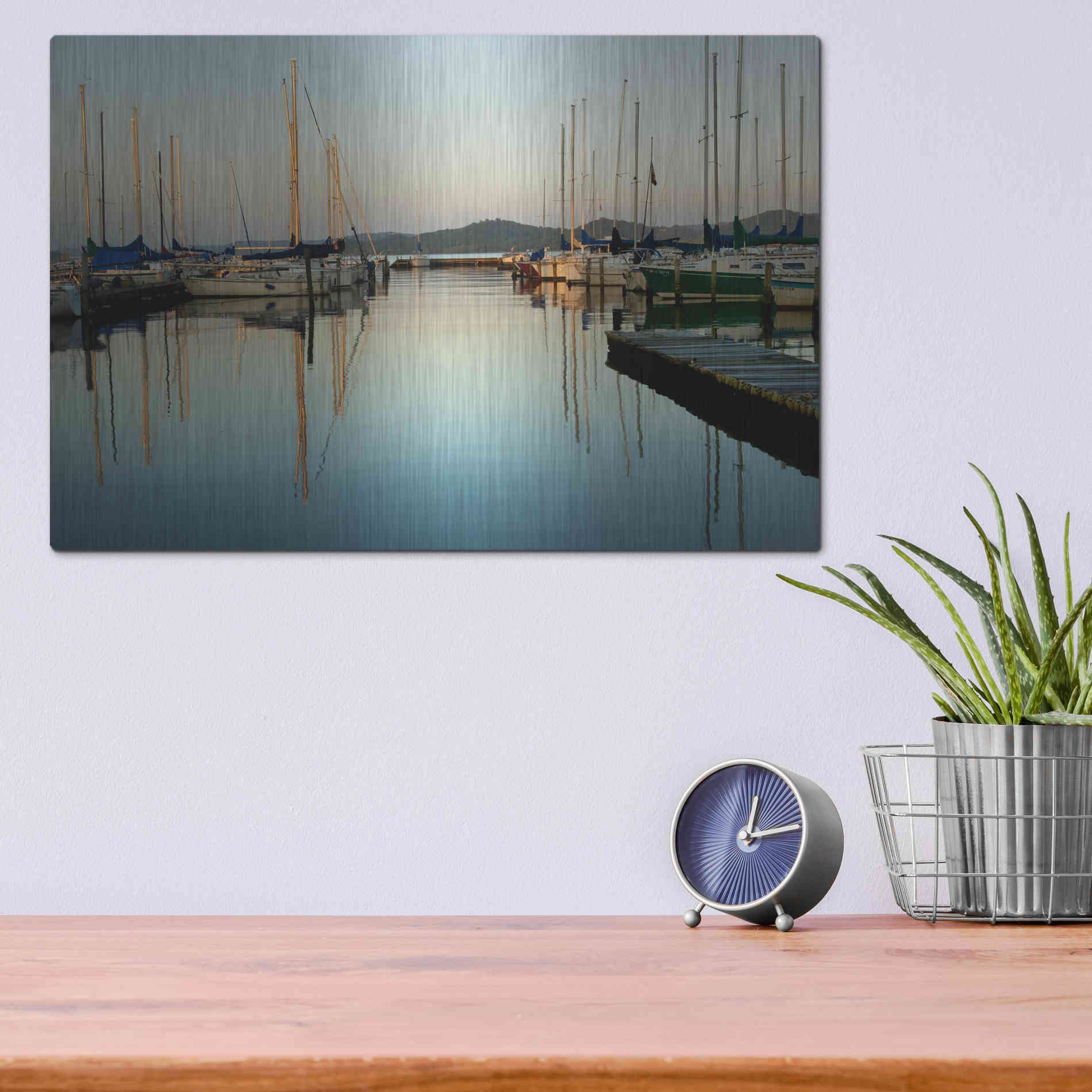 Luxe Metal Art 'Marina Sundown II' by Danny Head, Metal Wall Art,16x12