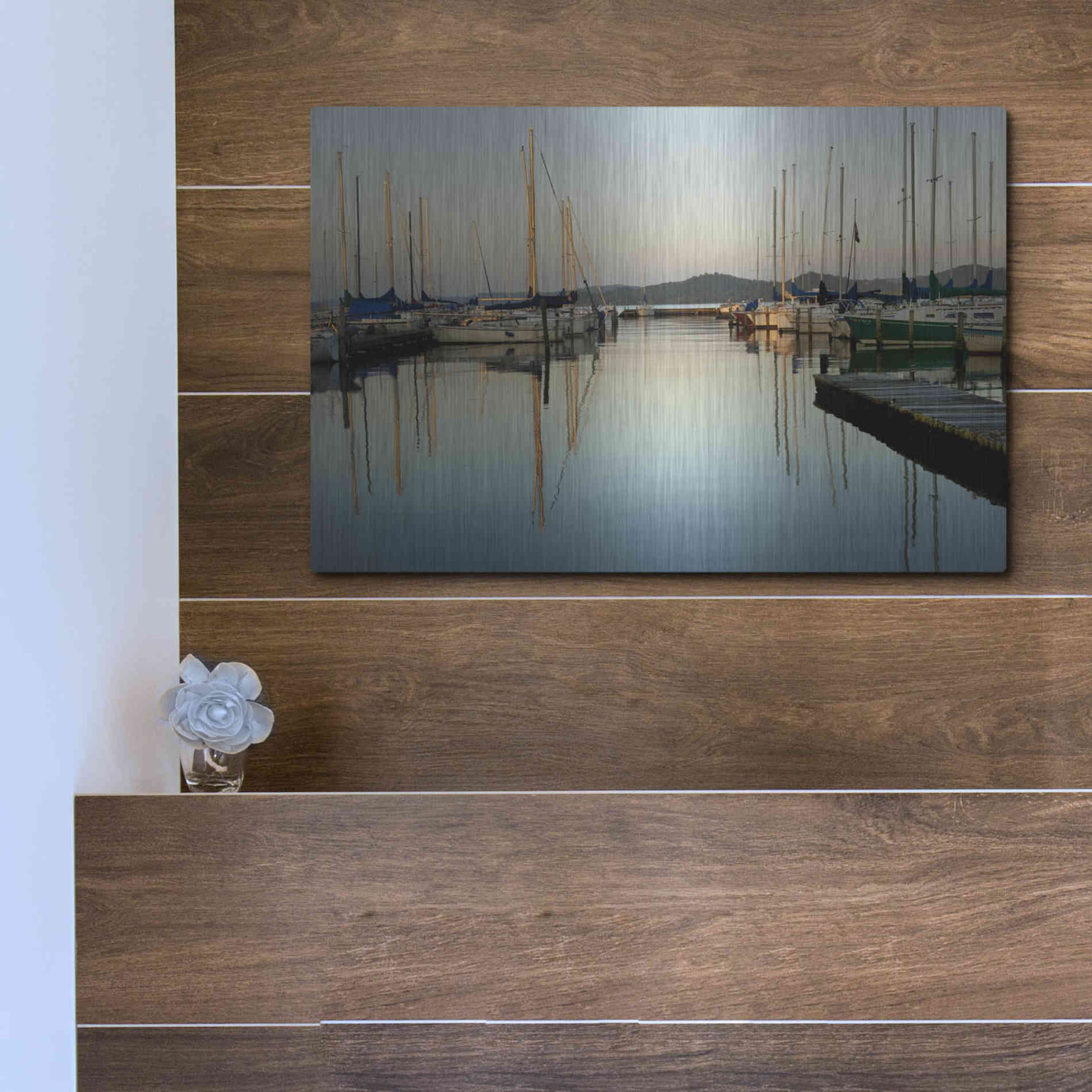 Luxe Metal Art 'Marina Sundown II' by Danny Head, Metal Wall Art,16x12