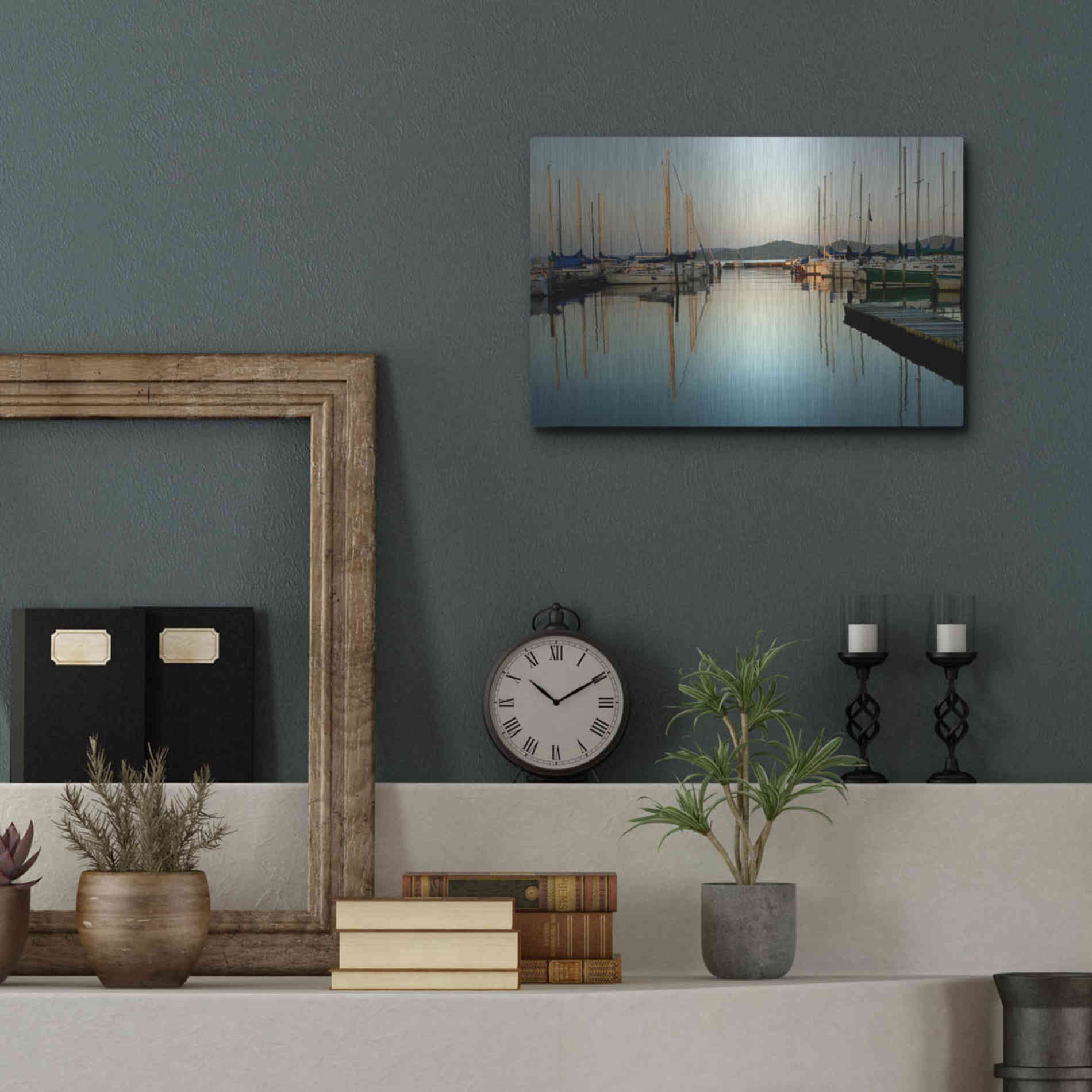 Luxe Metal Art 'Marina Sundown II' by Danny Head, Metal Wall Art,16x12