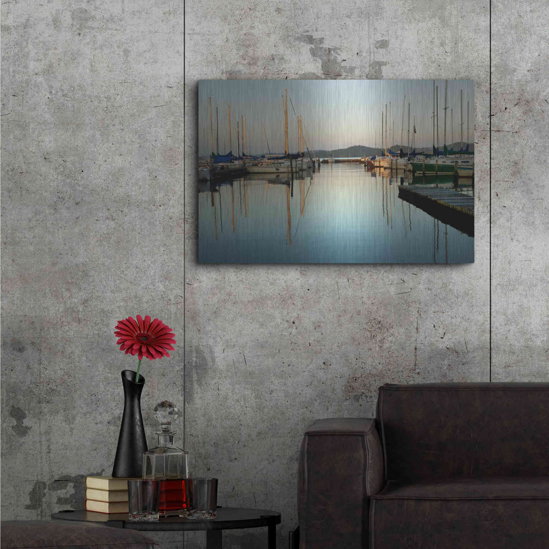 Luxe Metal Art 'Marina Sundown II' by Danny Head, Metal Wall Art,36x24