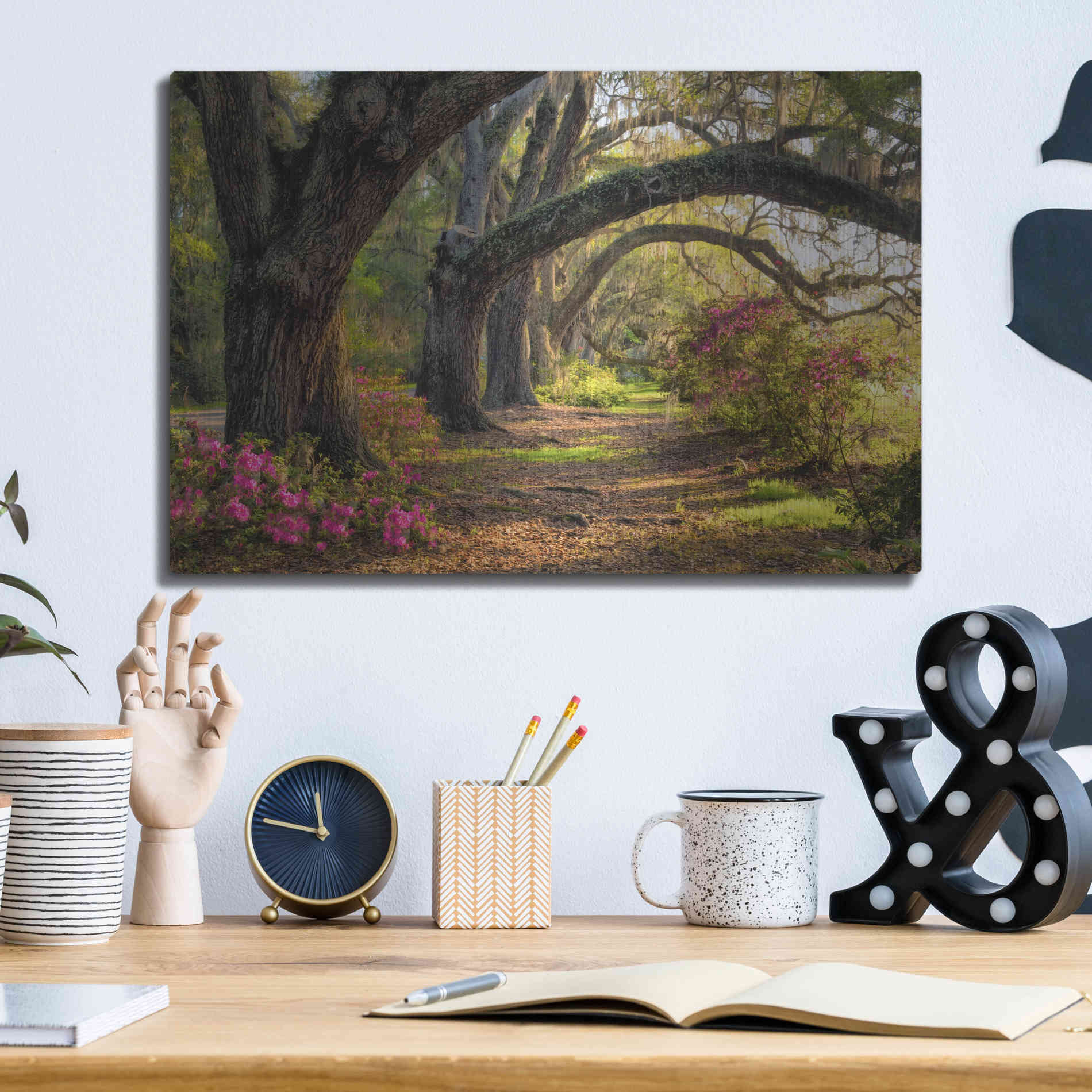 Luxe Metal Art 'Under the Live Oaks I' by Danny Head, Metal Wall Art,16x12