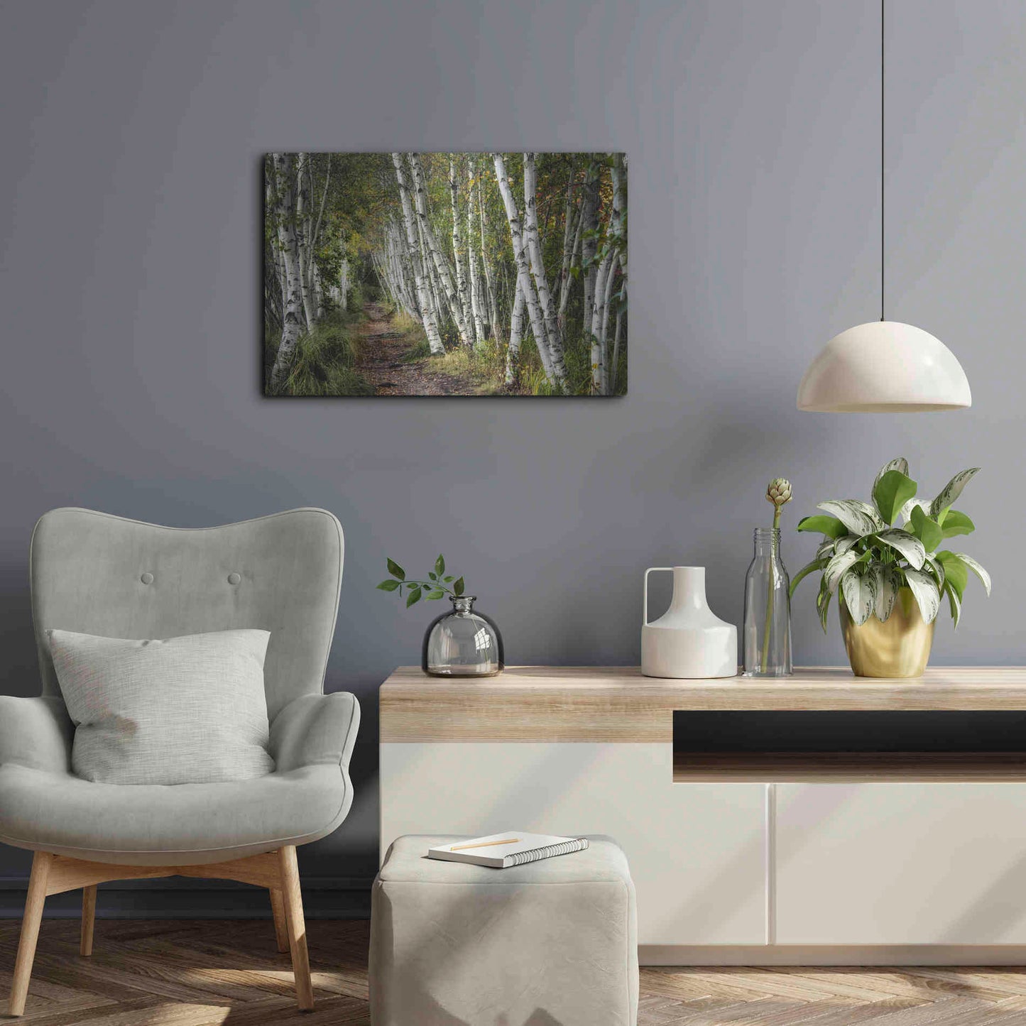 Luxe Metal Art 'A Walk Through the Birch Trees' by Danny Head, Metal Wall Art,24x16