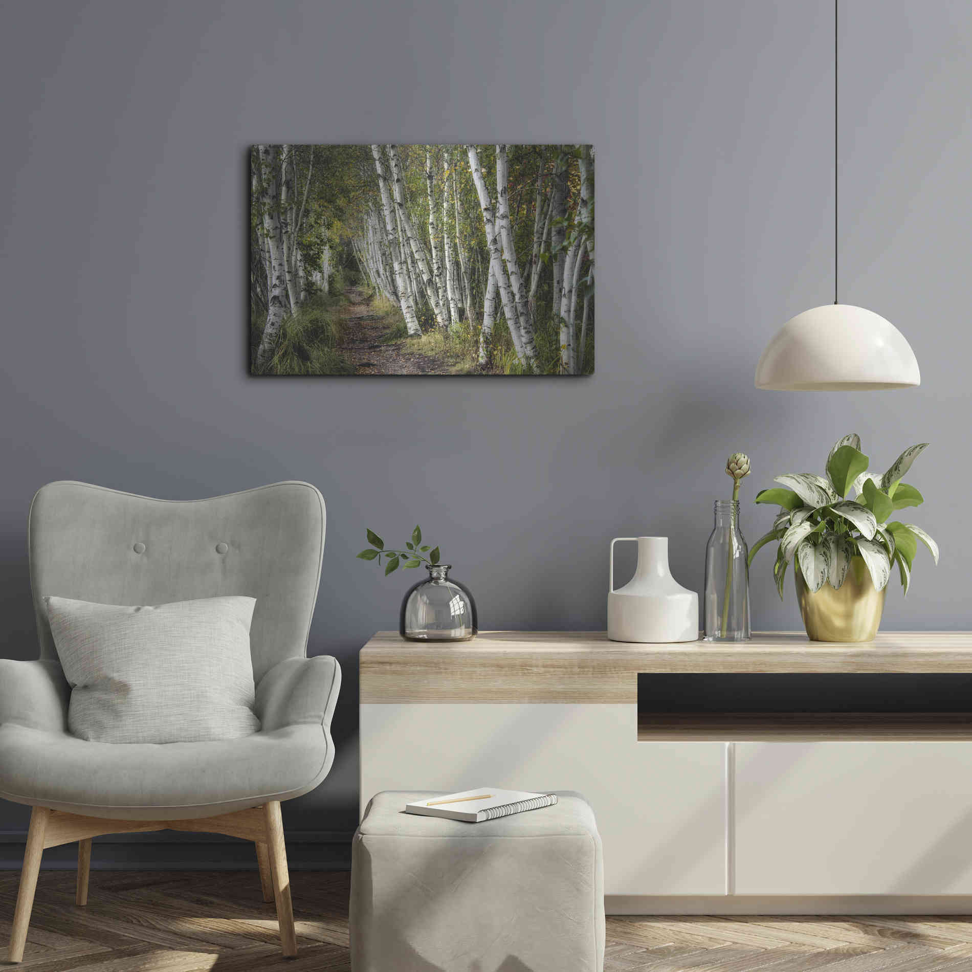 Luxe Metal Art 'A Walk Through the Birch Trees' by Danny Head, Metal Wall Art,24x16