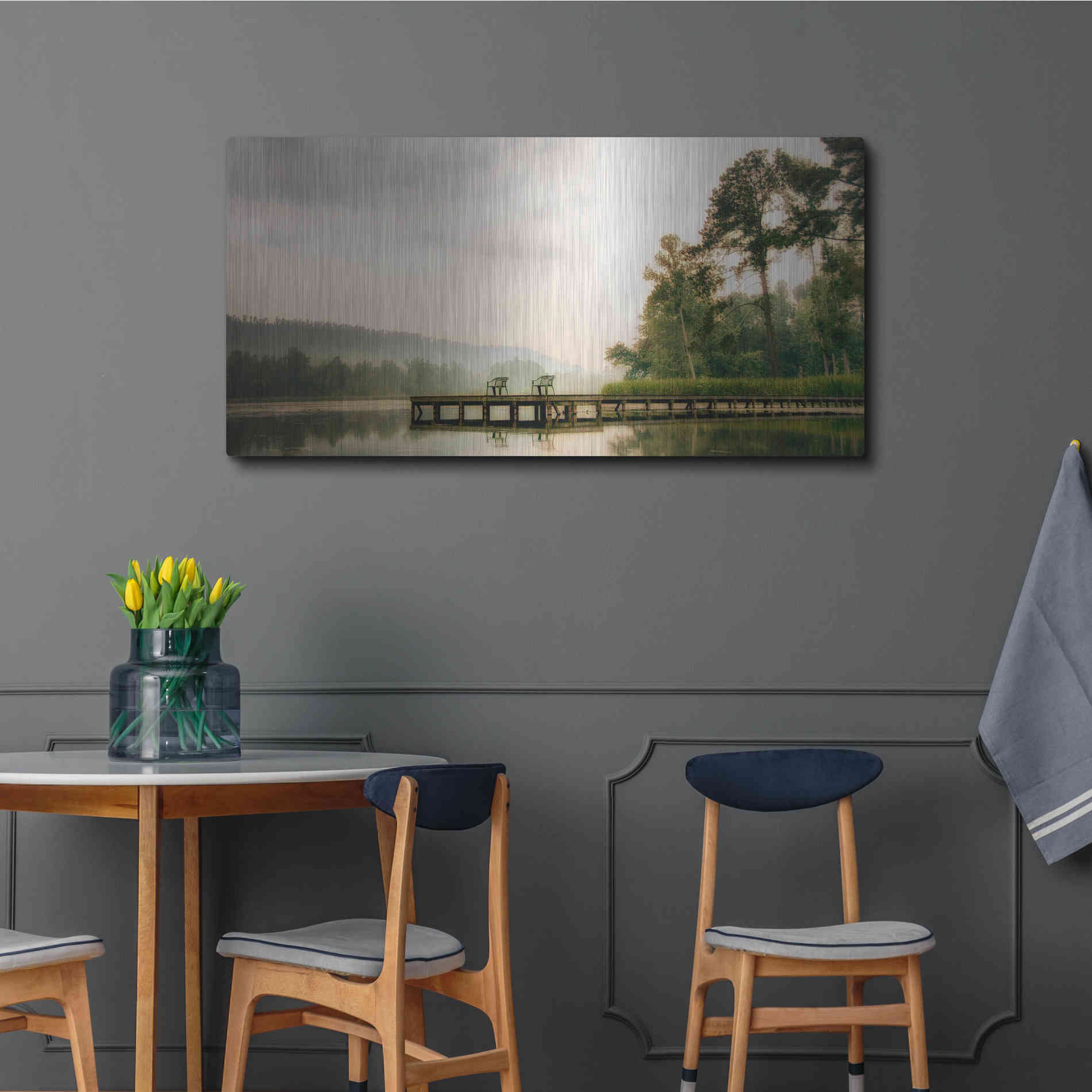 Luxe Metal Art 'Two Green Chairs' by Danny Head, Metal Wall Art,48x24