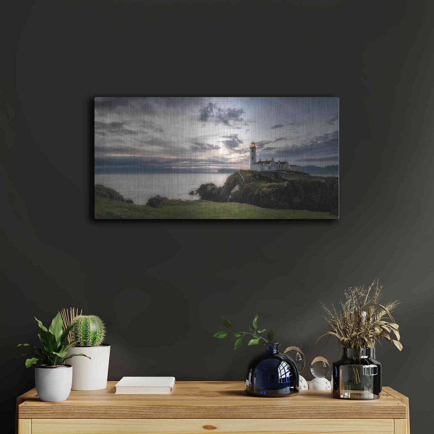 Luxe Metal Art 'Lighthouse Panorama' by Danny Head, Metal Wall Art,24x12