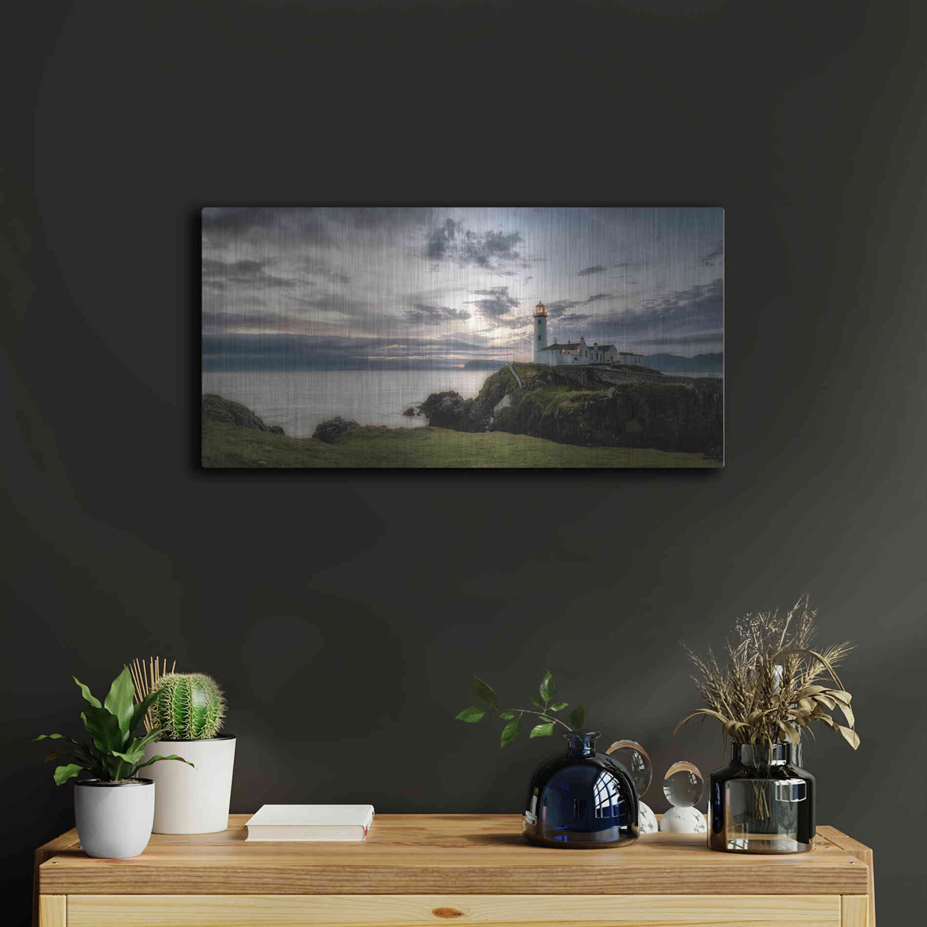 Luxe Metal Art 'Lighthouse Panorama' by Danny Head, Metal Wall Art,24x12