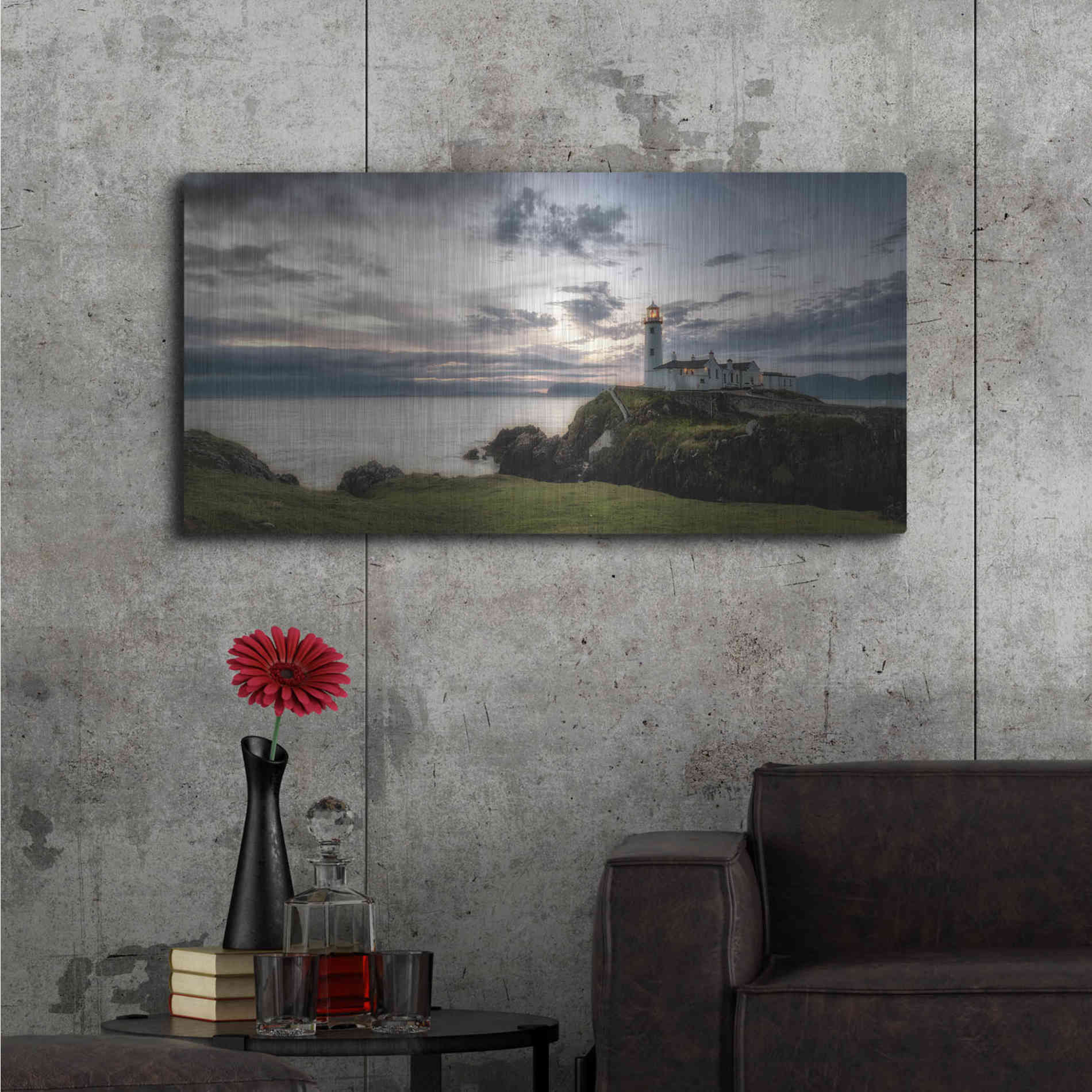 Luxe Metal Art 'Lighthouse Panorama' by Danny Head, Metal Wall Art,48x24