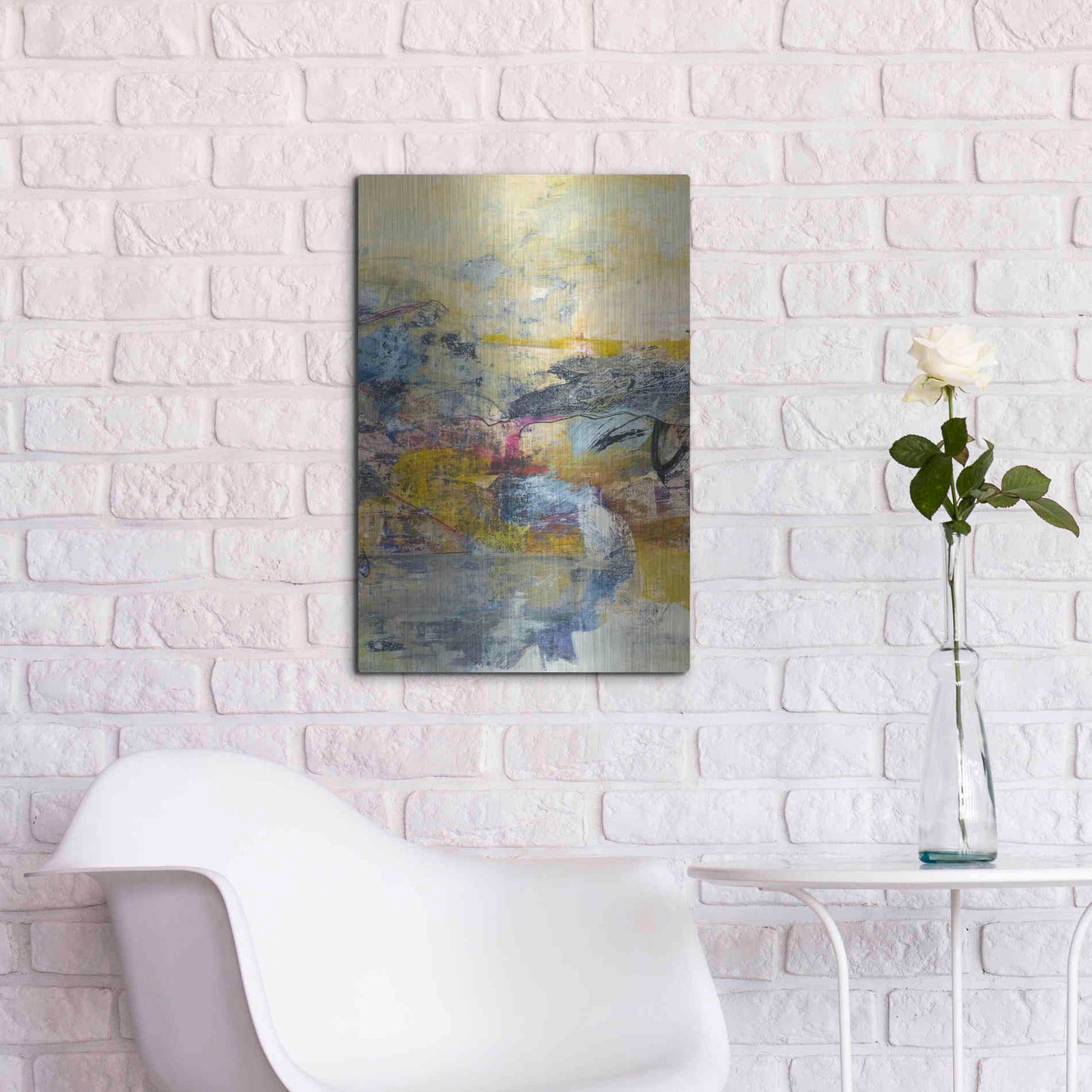 Luxe Metal Art 'Textured Triptych II' by Jodi Fuchs, Metal Wall Art,16x24