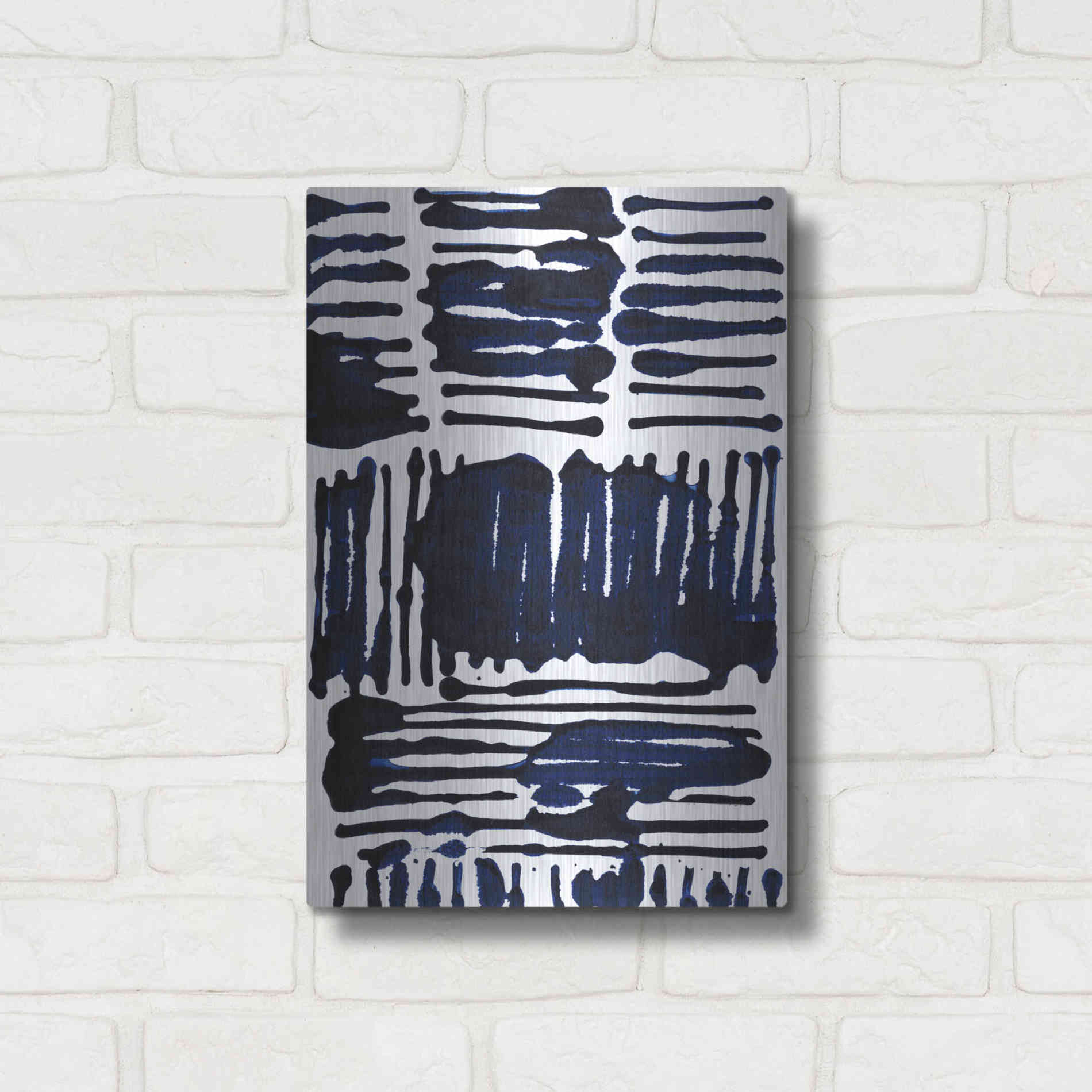 Luxe Metal Art 'Indigo Stripes I' by Jodi Fuchs, Metal Wall Art,12x16