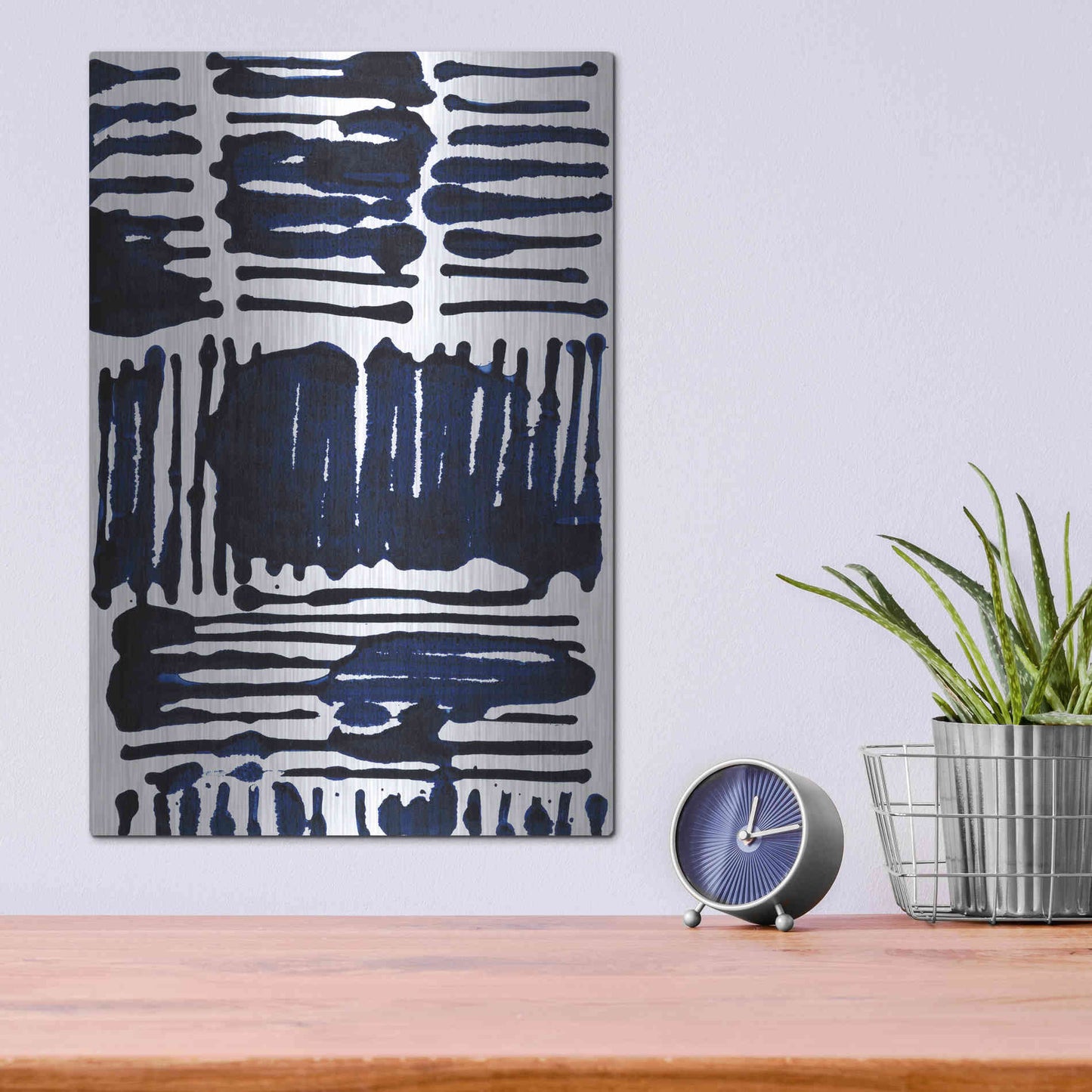Luxe Metal Art 'Indigo Stripes I' by Jodi Fuchs, Metal Wall Art,12x16