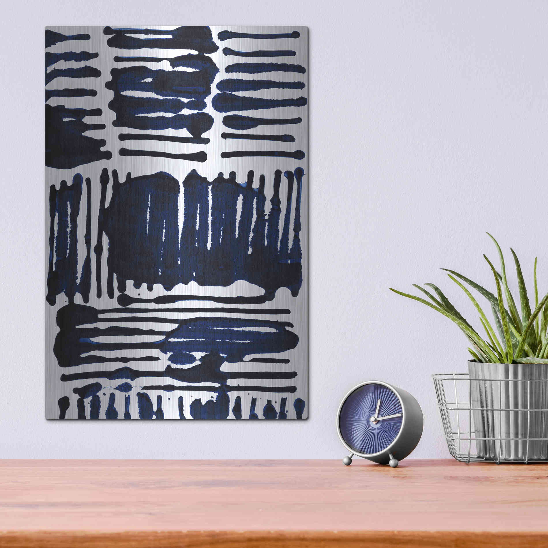 Luxe Metal Art 'Indigo Stripes I' by Jodi Fuchs, Metal Wall Art,12x16