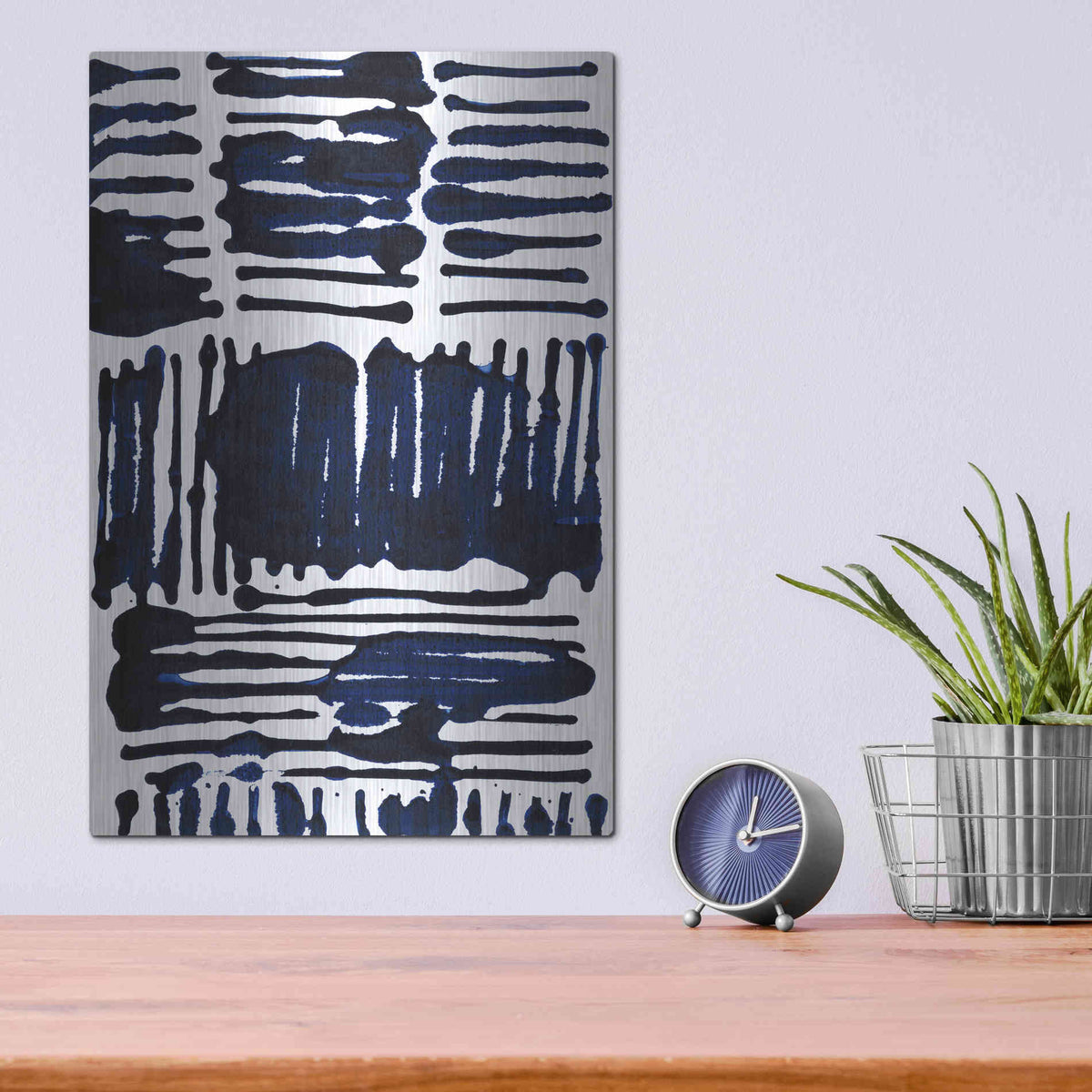 Luxe Metal Art 'Indigo Stripes I' by Jodi Fuchs, Metal Wall Art,12x16