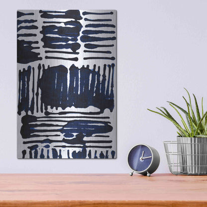 Luxe Metal Art 'Indigo Stripes I' by Jodi Fuchs, Metal Wall Art,12x16