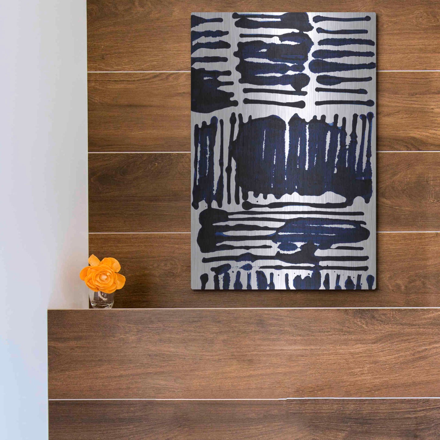 Luxe Metal Art 'Indigo Stripes I' by Jodi Fuchs, Metal Wall Art,12x16