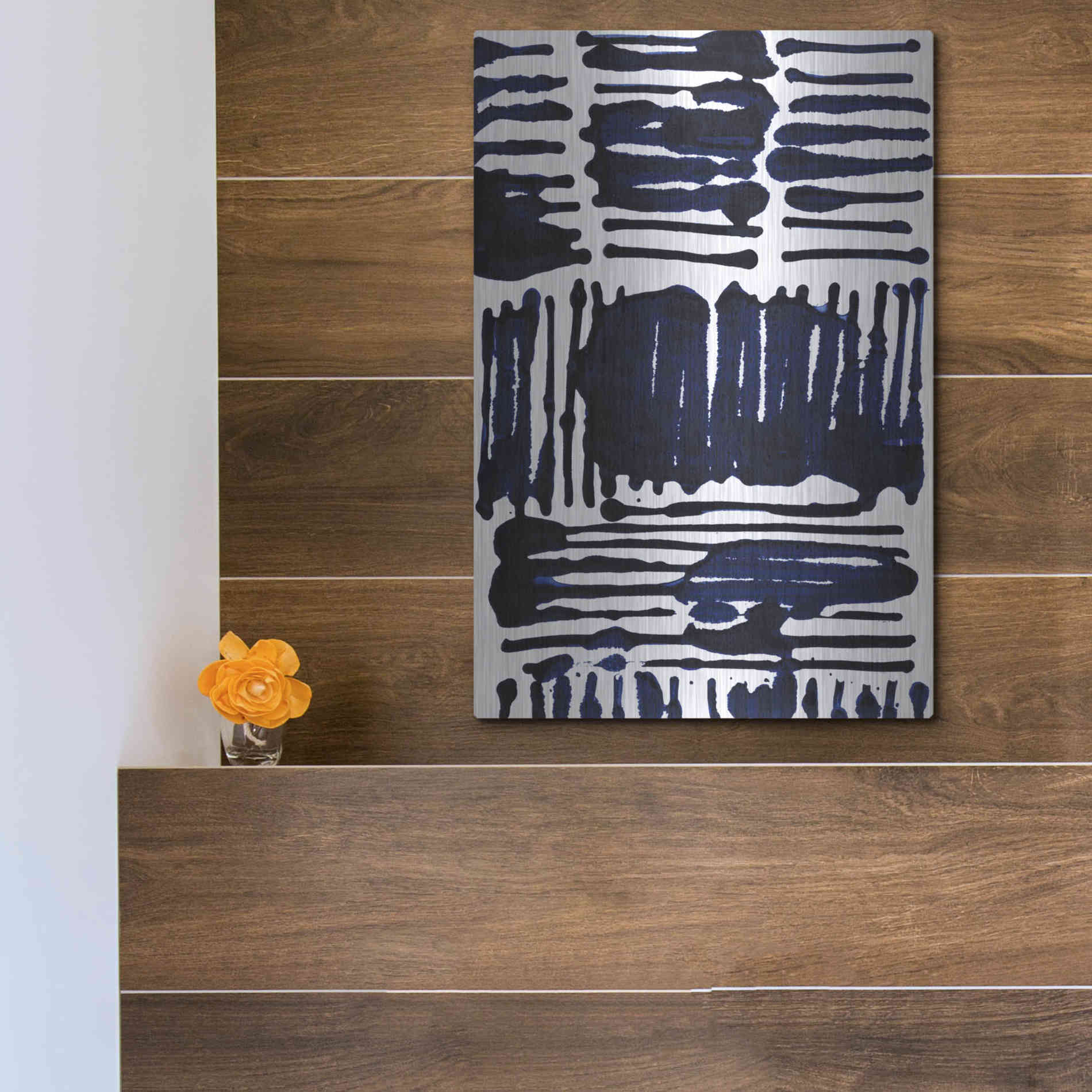 Luxe Metal Art 'Indigo Stripes I' by Jodi Fuchs, Metal Wall Art,12x16