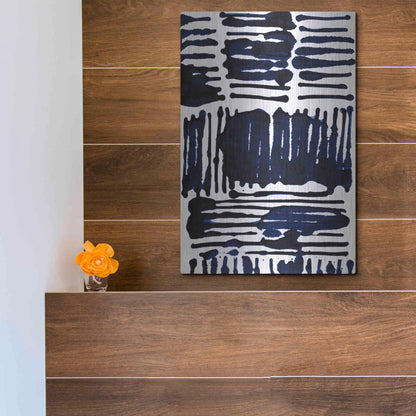 Luxe Metal Art 'Indigo Stripes I' by Jodi Fuchs, Metal Wall Art,12x16