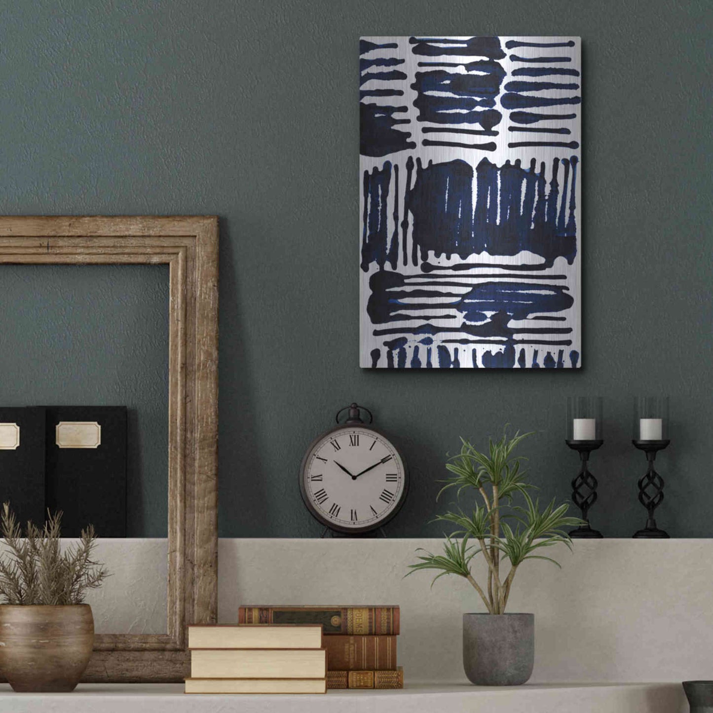 Luxe Metal Art 'Indigo Stripes I' by Jodi Fuchs, Metal Wall Art,12x16