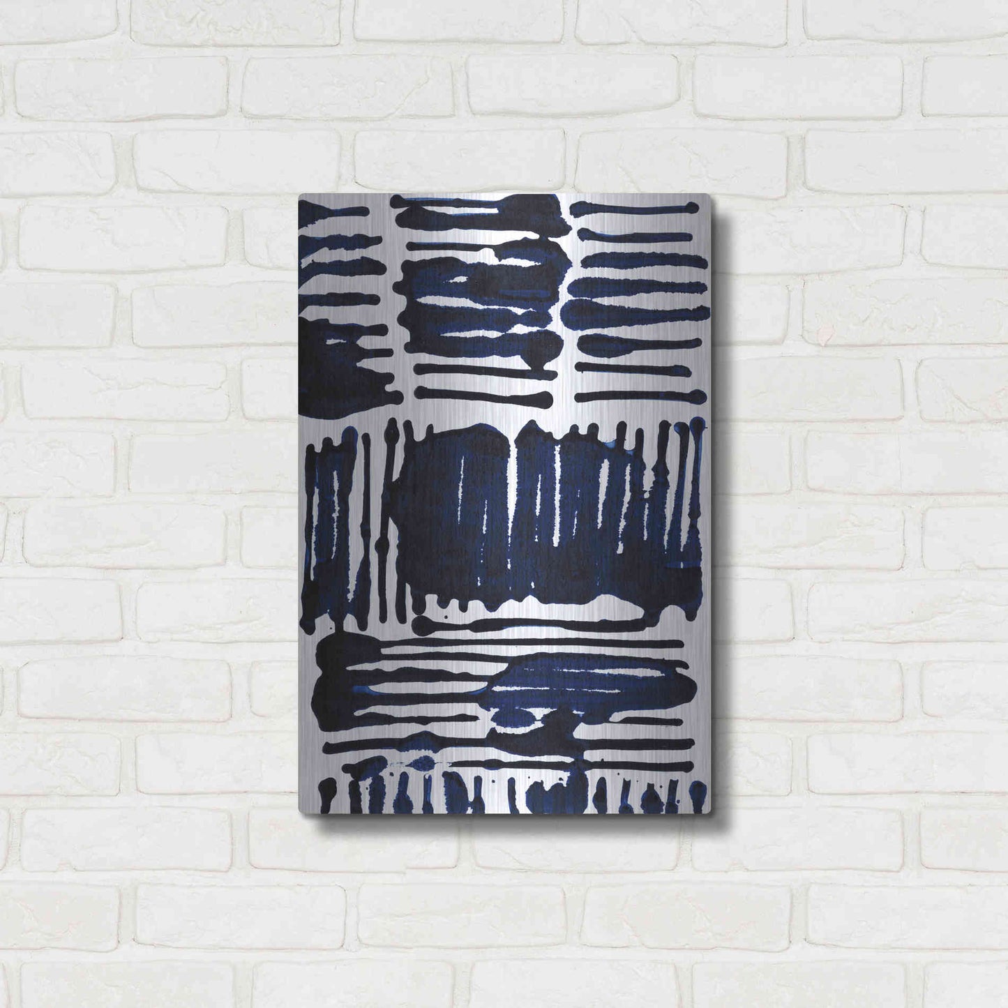 Luxe Metal Art 'Indigo Stripes I' by Jodi Fuchs, Metal Wall Art,16x24