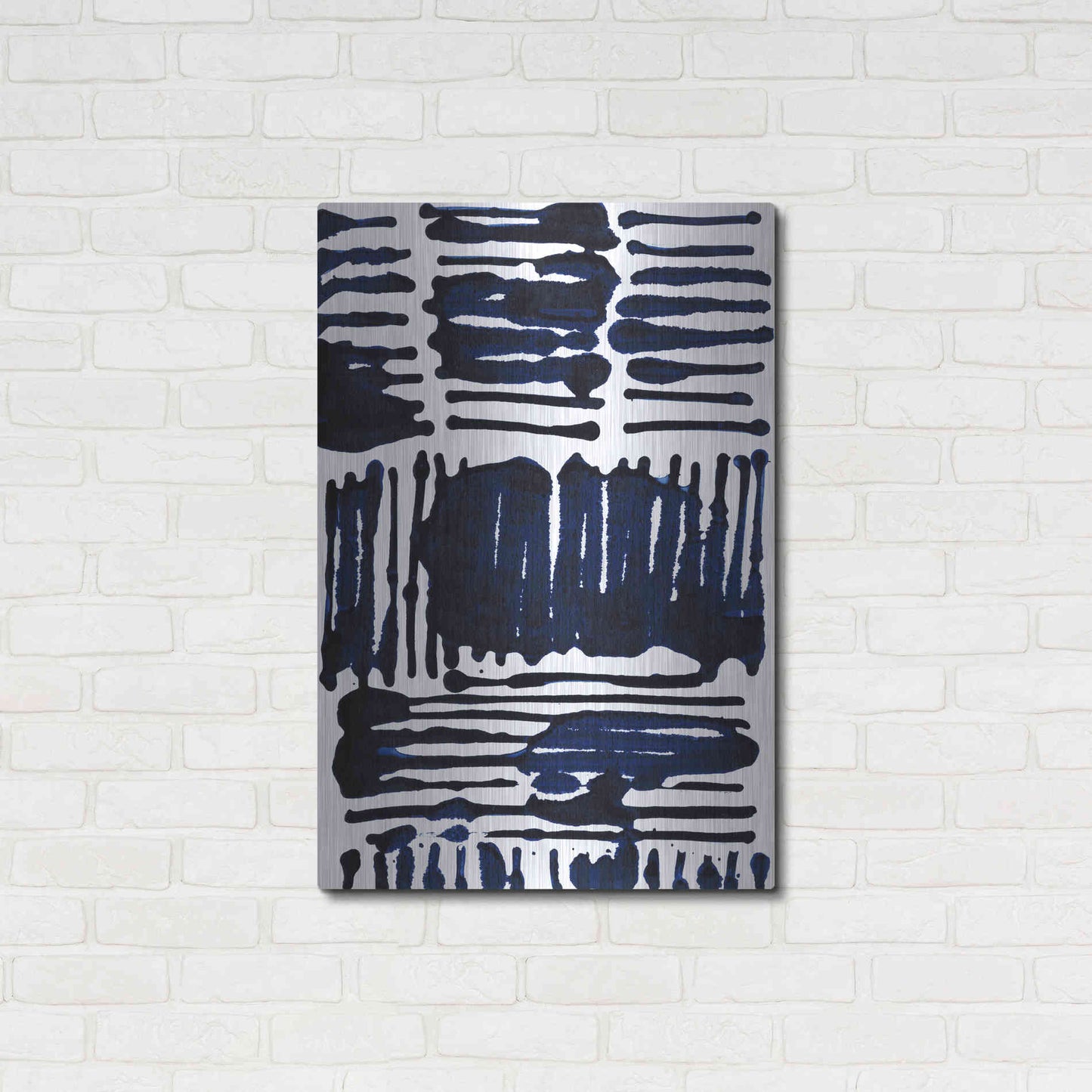 Luxe Metal Art 'Indigo Stripes I' by Jodi Fuchs, Metal Wall Art,24x36
