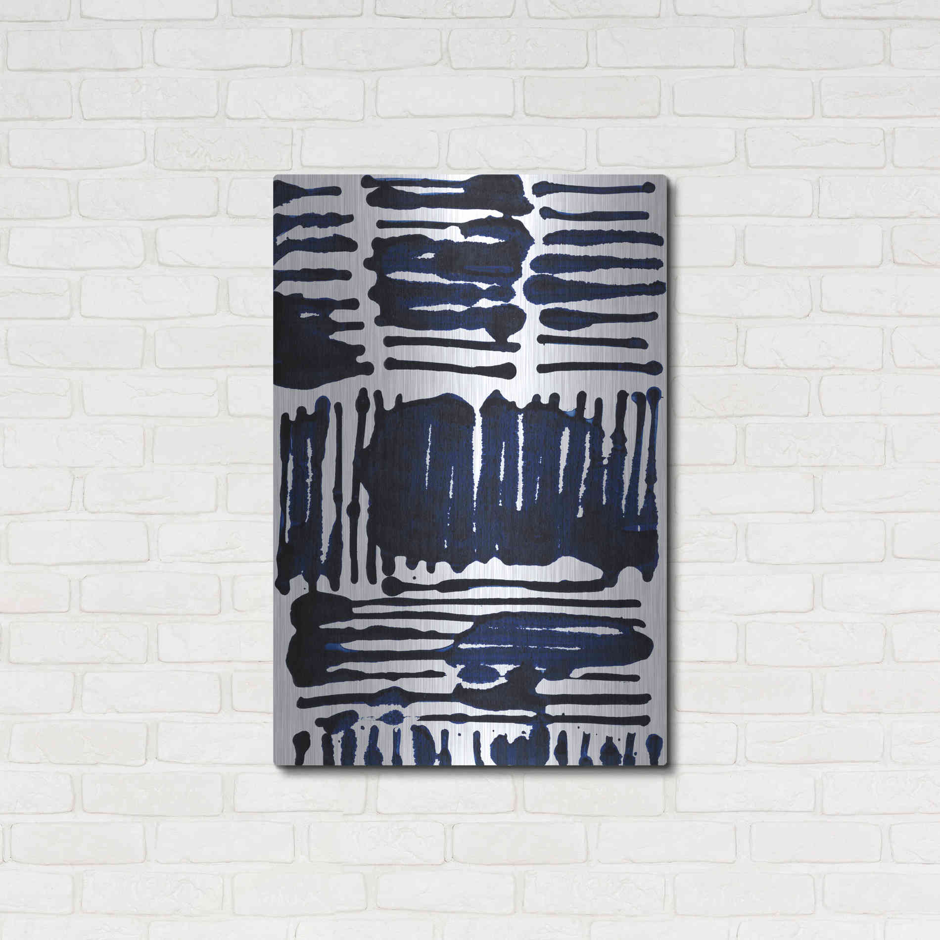 Luxe Metal Art 'Indigo Stripes I' by Jodi Fuchs, Metal Wall Art,24x36