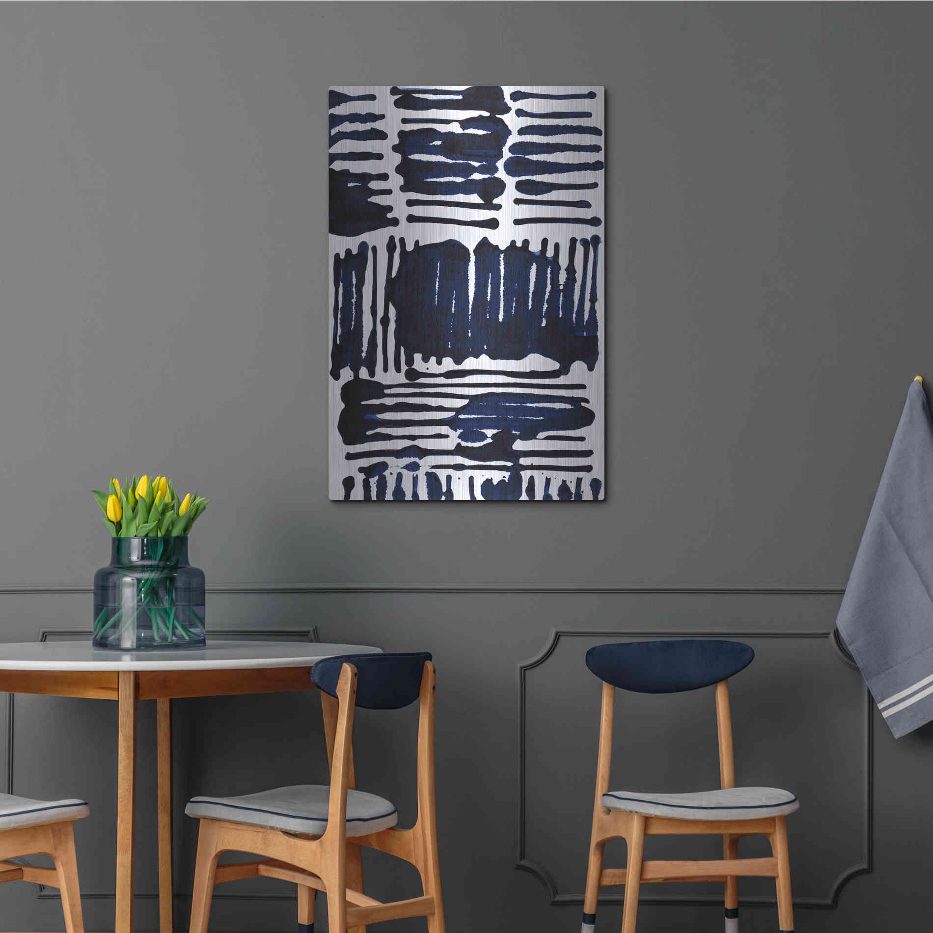 Luxe Metal Art 'Indigo Stripes I' by Jodi Fuchs, Metal Wall Art,24x36