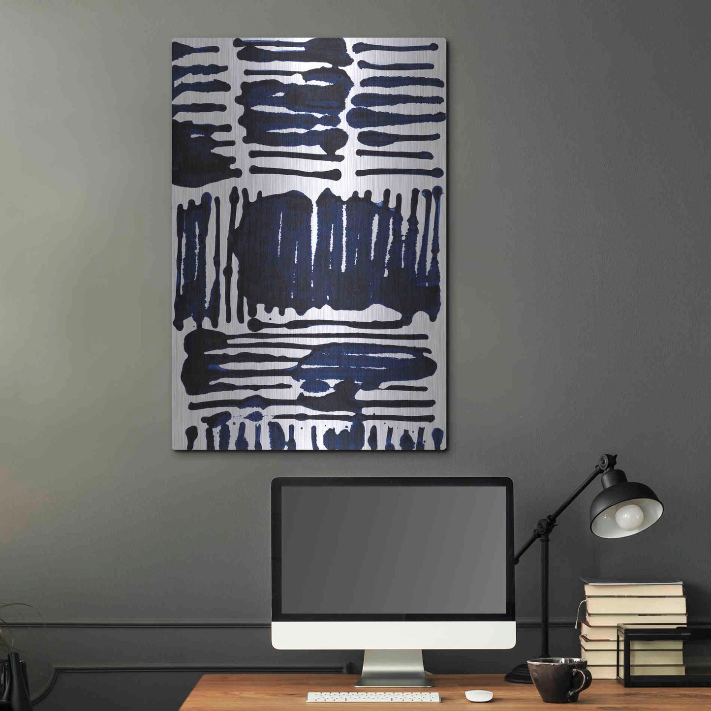 Luxe Metal Art 'Indigo Stripes I' by Jodi Fuchs, Metal Wall Art,24x36